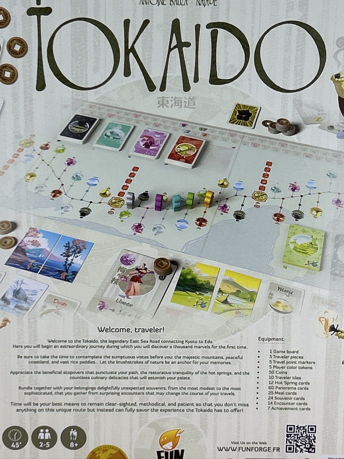 Tokaido Board Game Fun Forge Antoine Bauza Japanese Strategy. COMPLETE. All pcs.