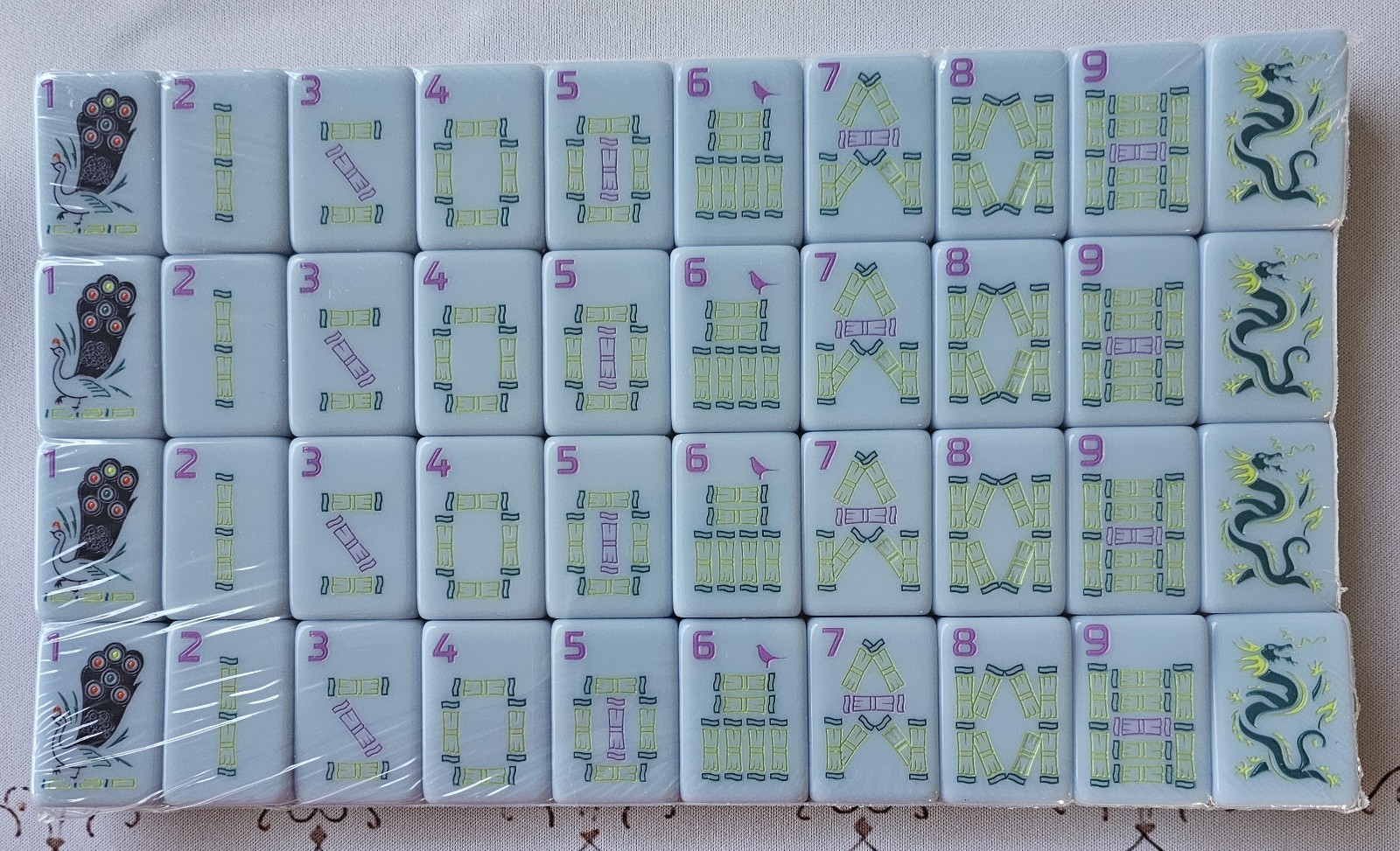 Brand New Blue Double Sided Engraved Mahjong Tiles Set 160