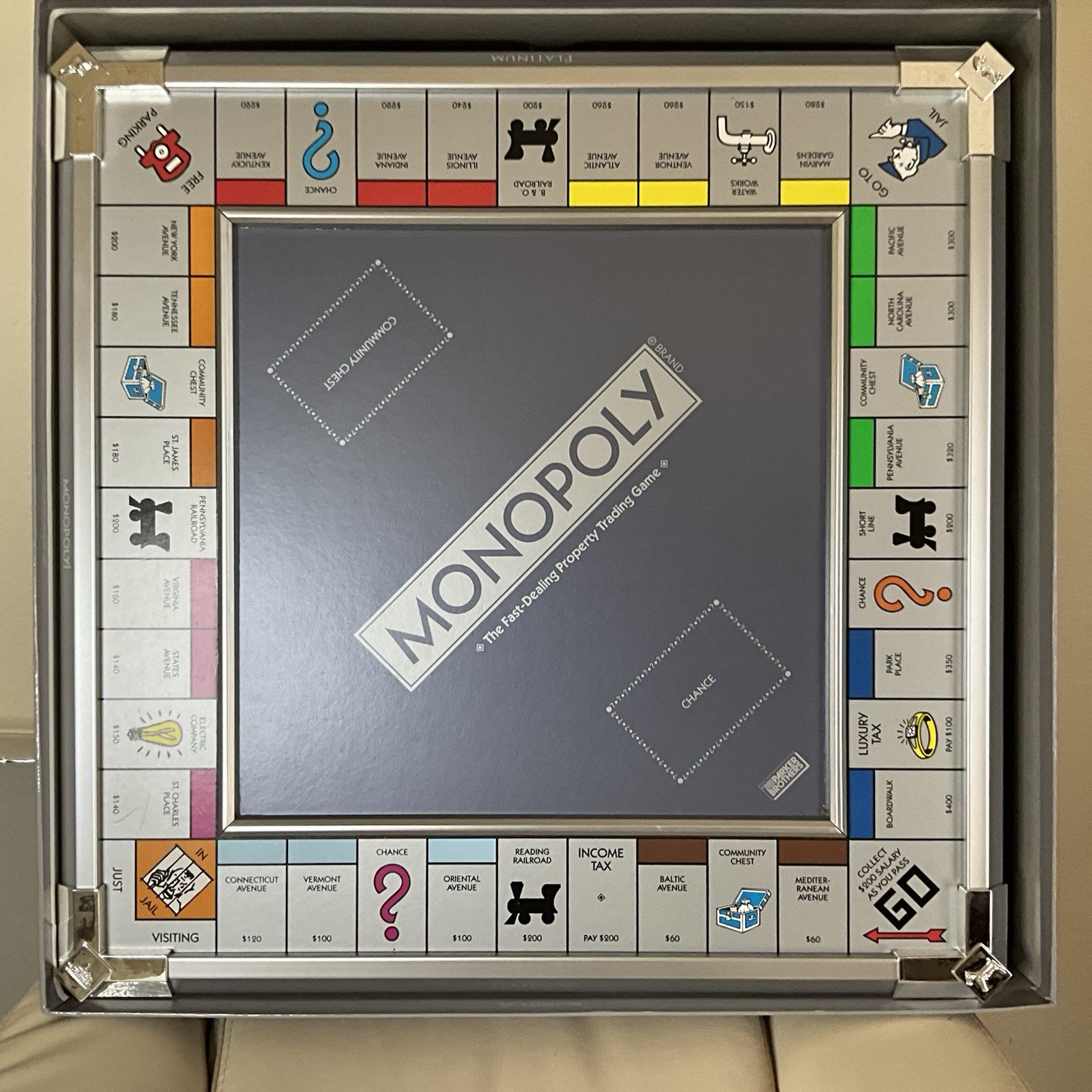 Monopoly Platinum Edition Board Game – Luxury Metal Frame Collector’s Set
