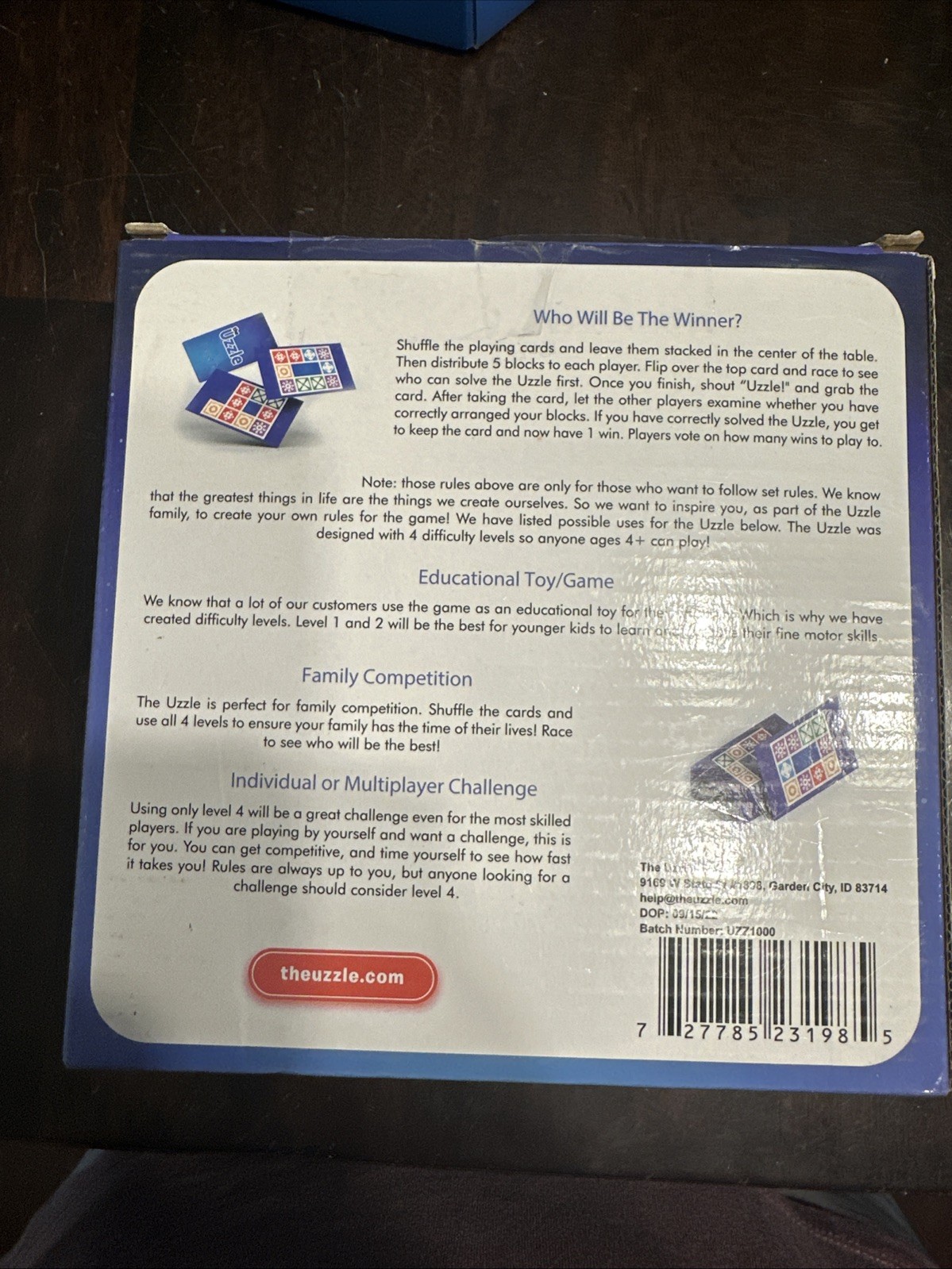The Uzzle Board Game, Family Board Games for Children & Adults 100% Complete