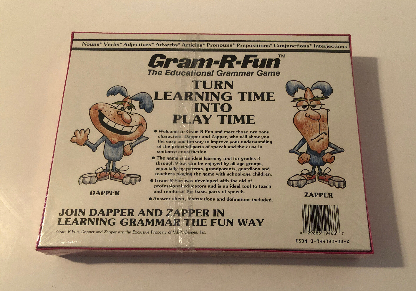 New/Sealed & Vintage “Gram-R-Fun” Educational Grammar Game by VIP – 1987 Edition