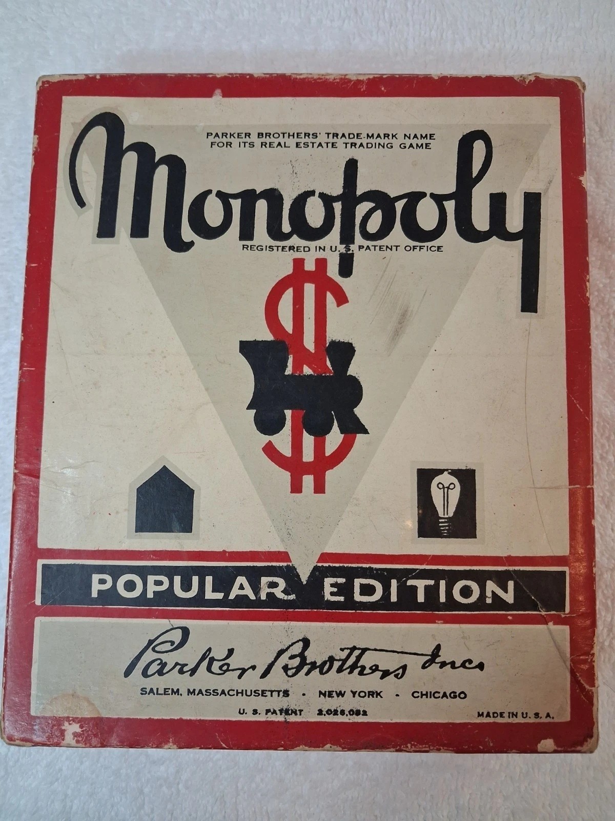 Monopoly Popular Version Box Set Parker Brothers 1950’s Red Box- INCOMPLETE