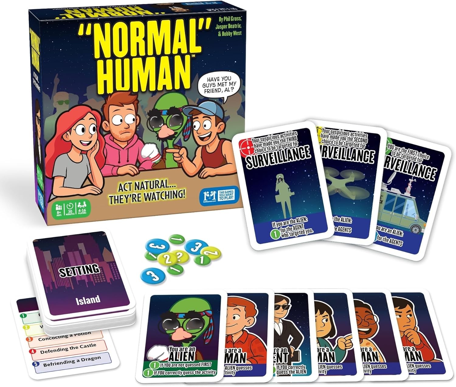 R&R Games Normal Human Card Game, Social Deduction Party Game for 4-16 Players,