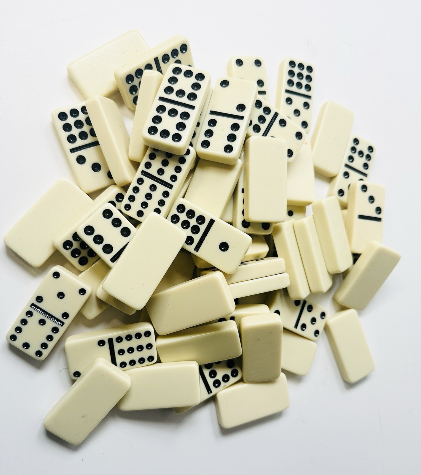 59 VINTAGE BAKELITE DOMINO SET Rare Ivory White VTG EUC Antique