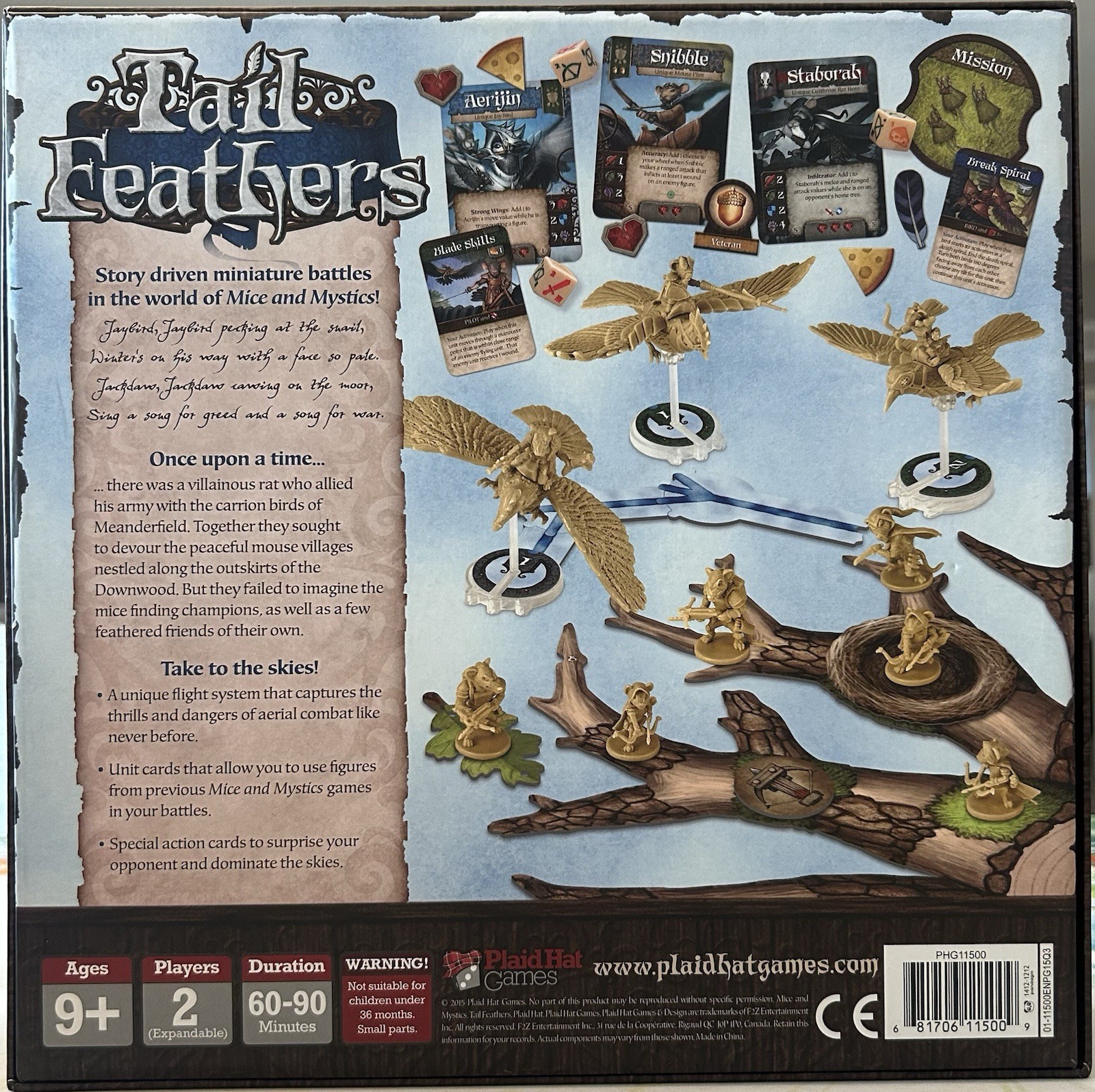 Tail Feathers Board Game by Plaid Hat Games Mice And Mystics Complete Sleeved NM