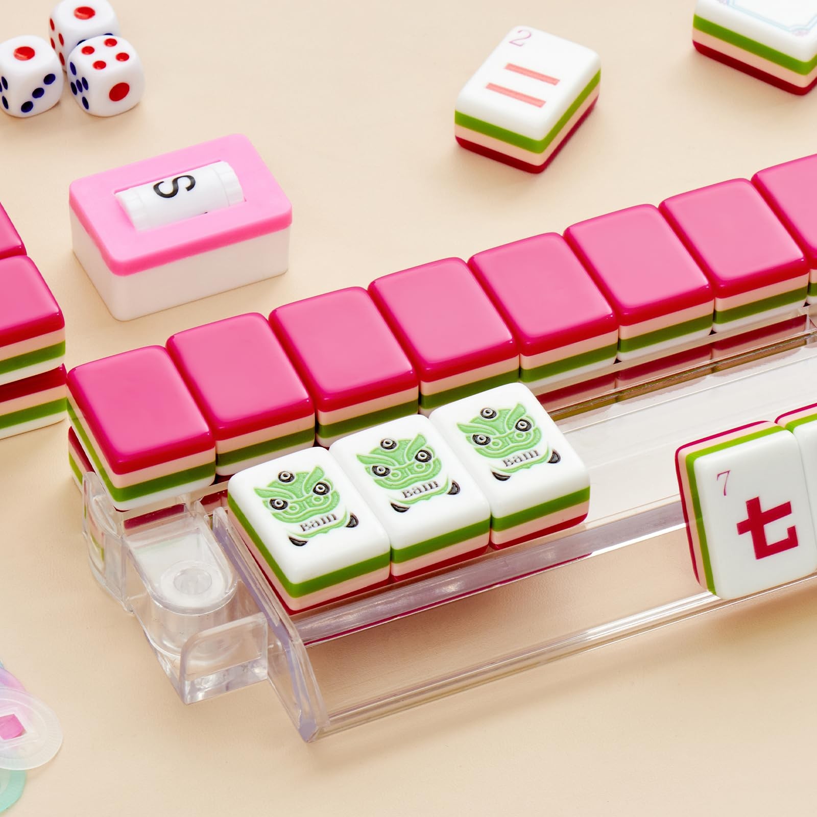 Ikowo American Mahjong Tile Set(4 Layer), 1.2”Mahjong Tile Set with Carrying …