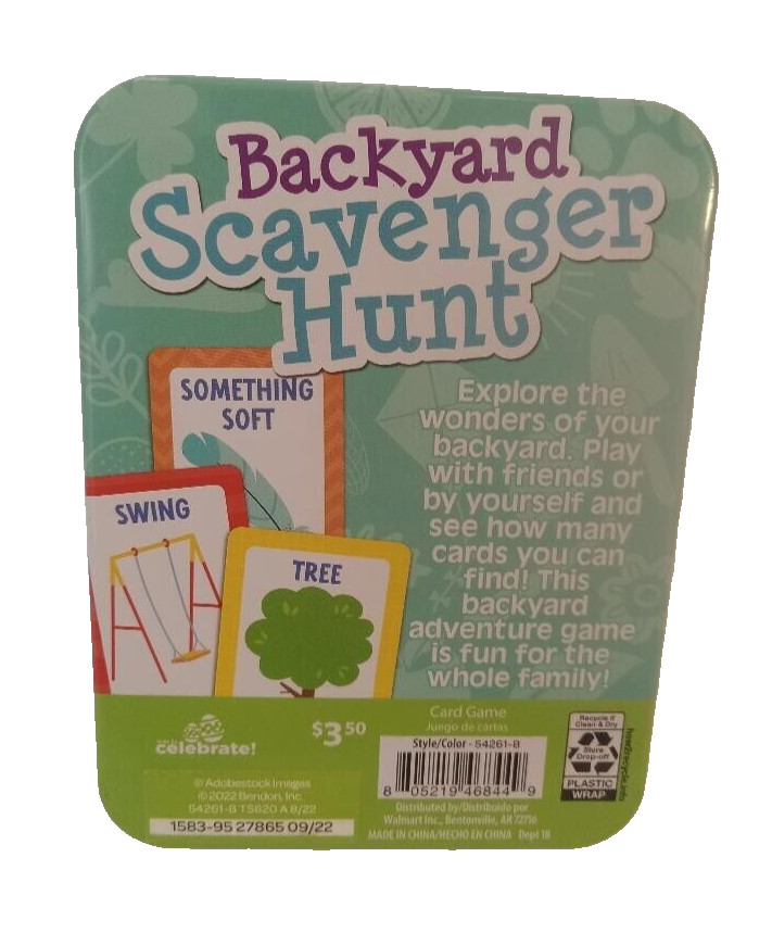 Backyard Scavenger Hunt Card Game Multicolor Collectible Tin Ages 5 And Up