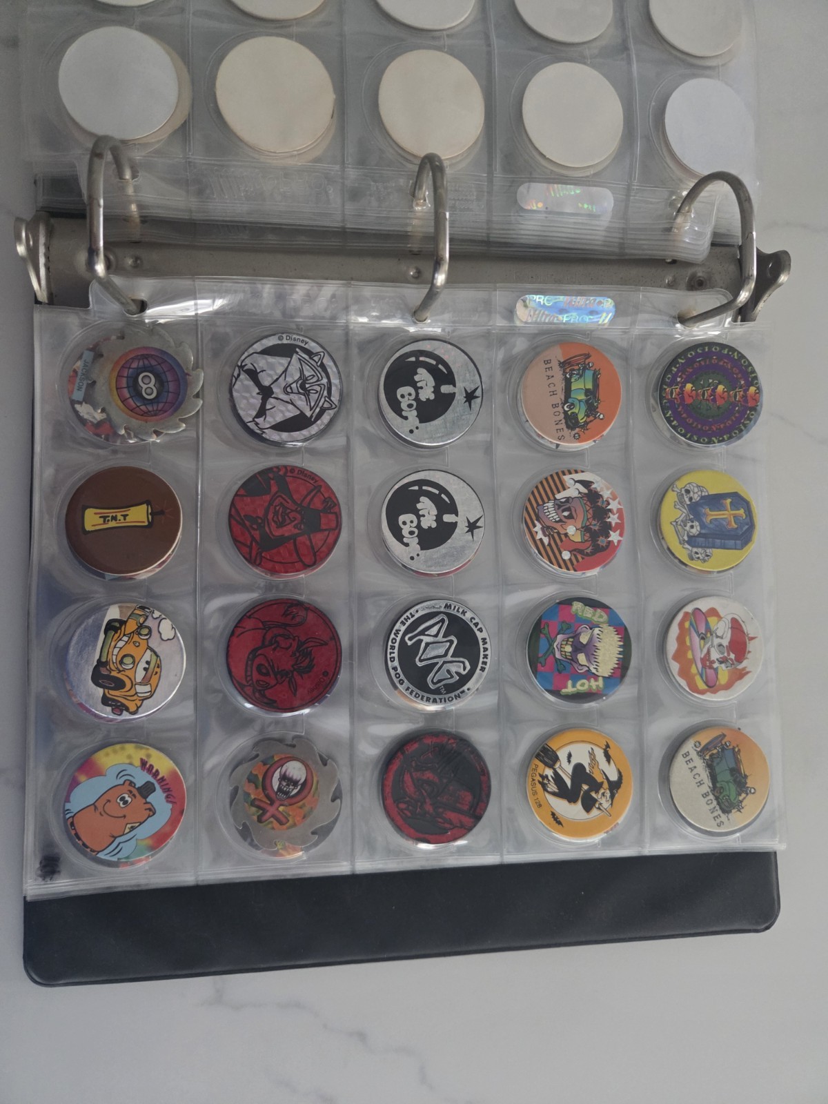 LOT of Vintage 1990’s POGS w/ Binder – 225 Pogs Total!