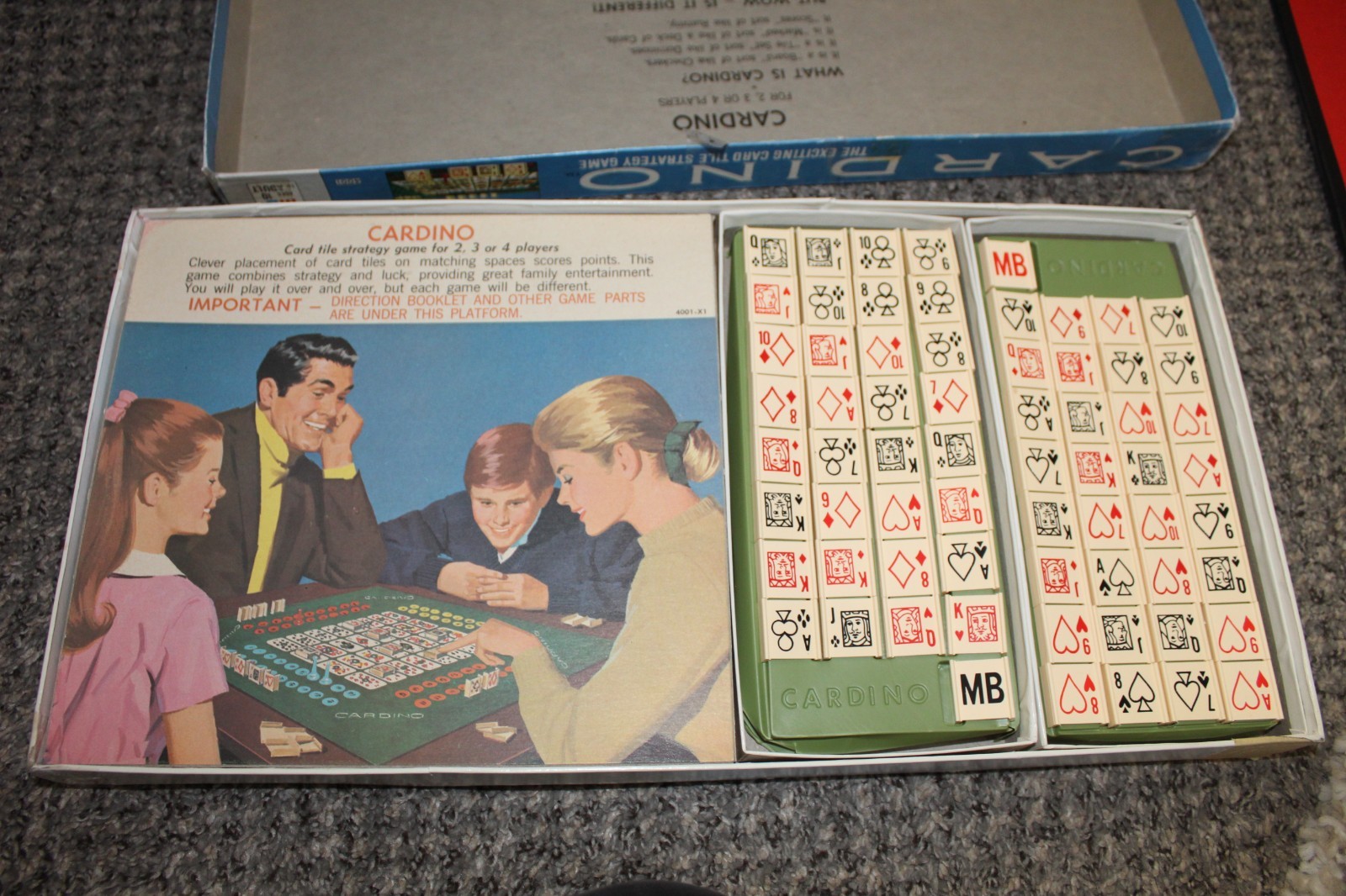Vintage 1970 Milton Bradley CARDINO Exciting Card Tile Strategy Game! COMPLETE!