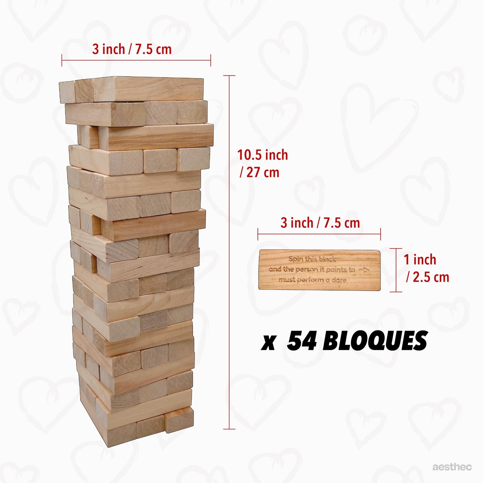 Adult Couples Game – 54 Intimate Challenges, Stacking Block Tower for Date Night