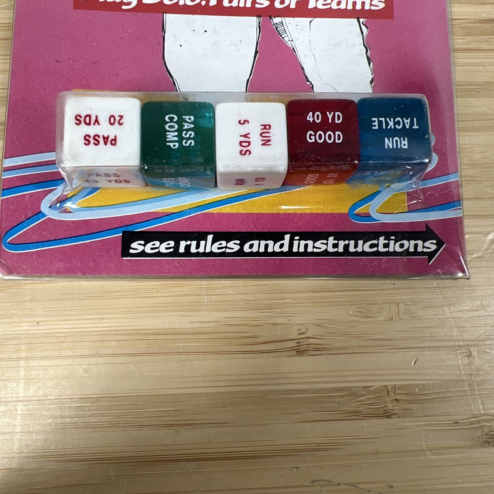 Vintage Sportzdice Football 5 Dice Set Game by Tevele 1986 New Unopened