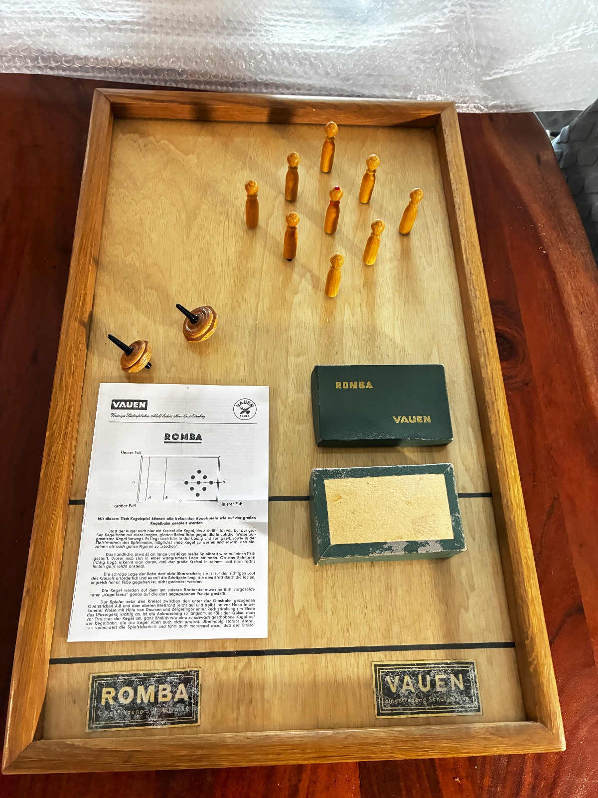 Romba bowling game table bowling game Vauen with instructions, from 1950 antique, like new 1
