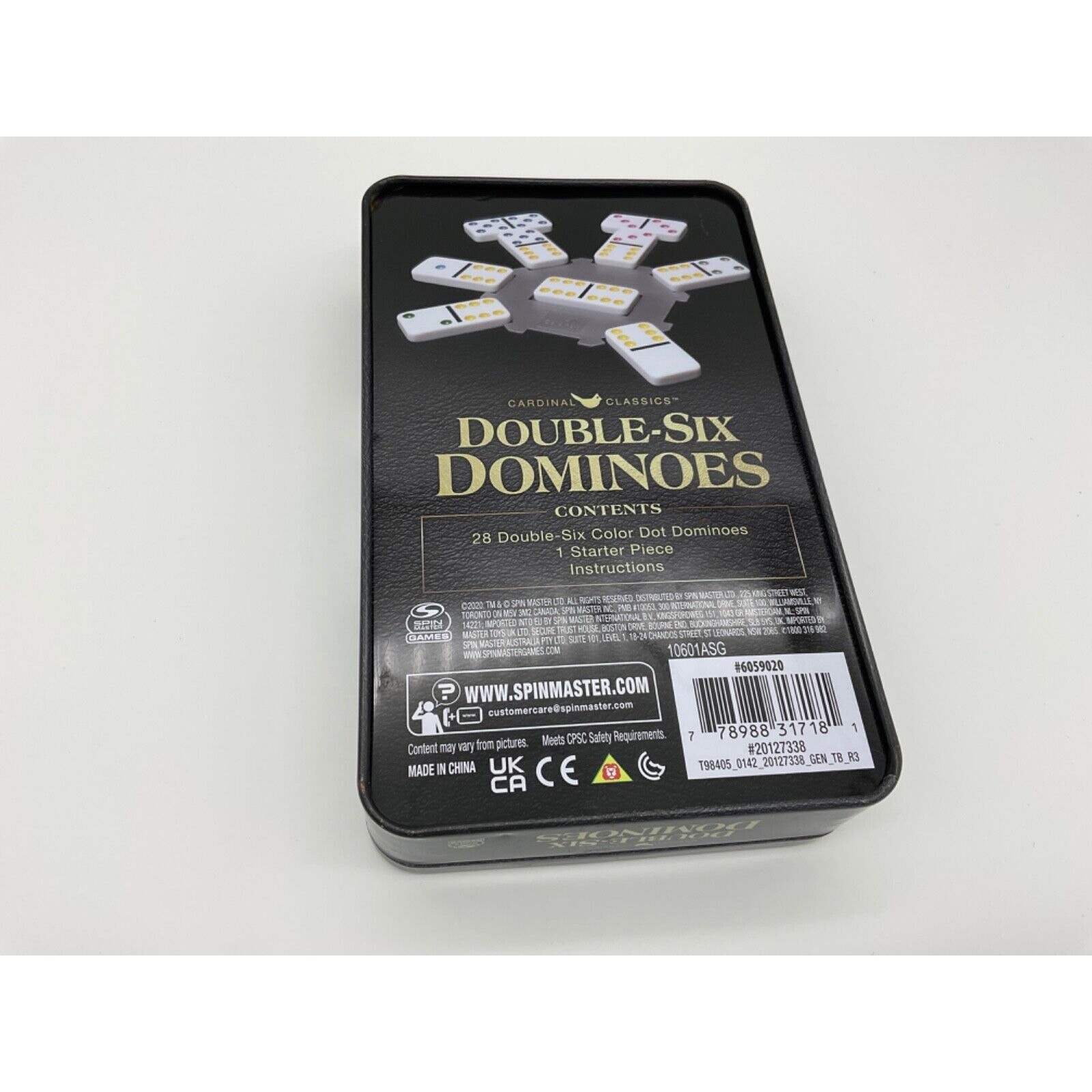 Cardinal Classics Double-Six Dominoes -Open Box, Complete, Tin Is Dented