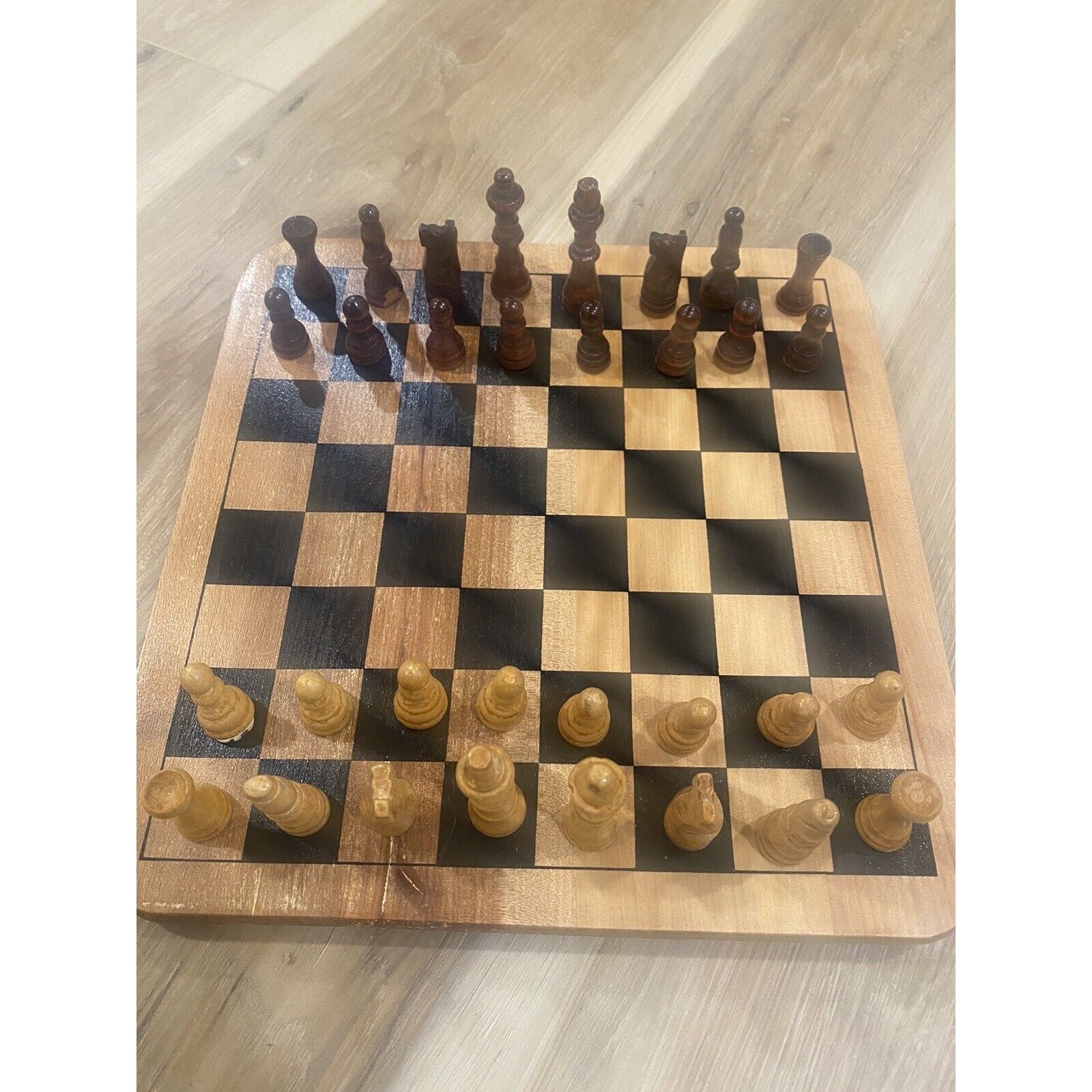 Wooden 4-in-1 Board Game Set: Chess, Checkers, Dominoes, Parchessi Reversible