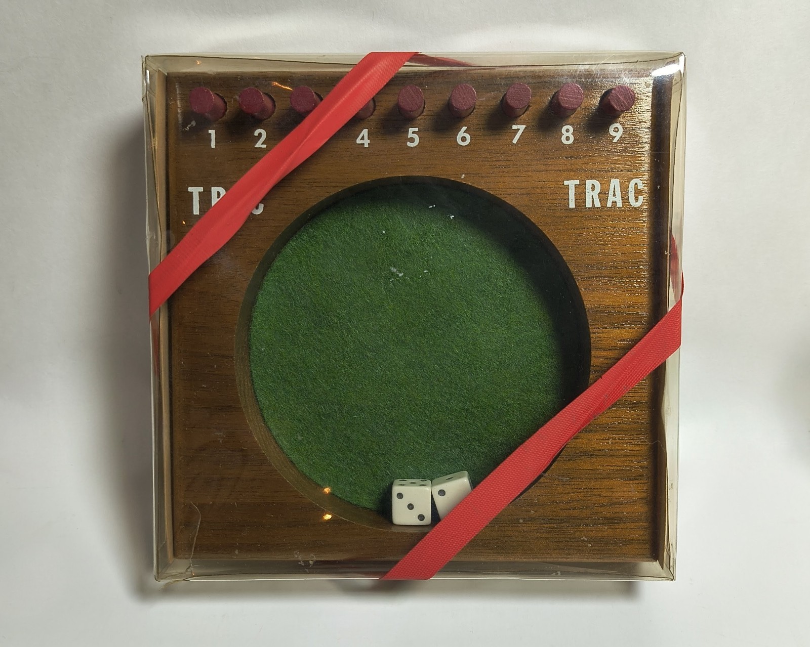 Vintage Drueke Tric Trac Mini Dice Game 1971 Walnut Wood Blue Chip Co 1997