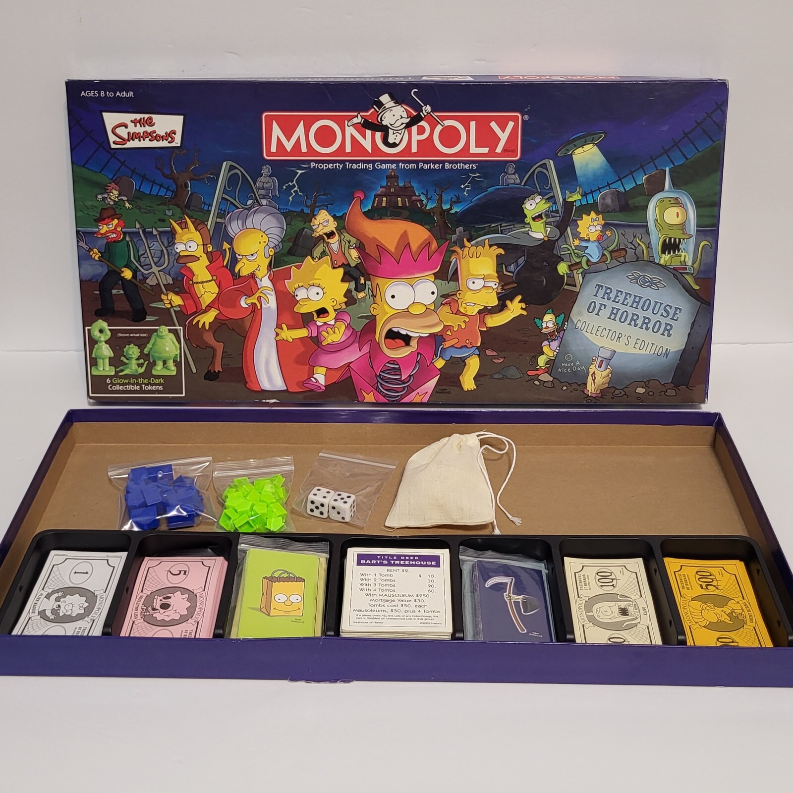 THE SIMPSONS TREE HOUSE OF HORROR Monopoly GLOW-IN-THE-DARK Board Game DVD READ