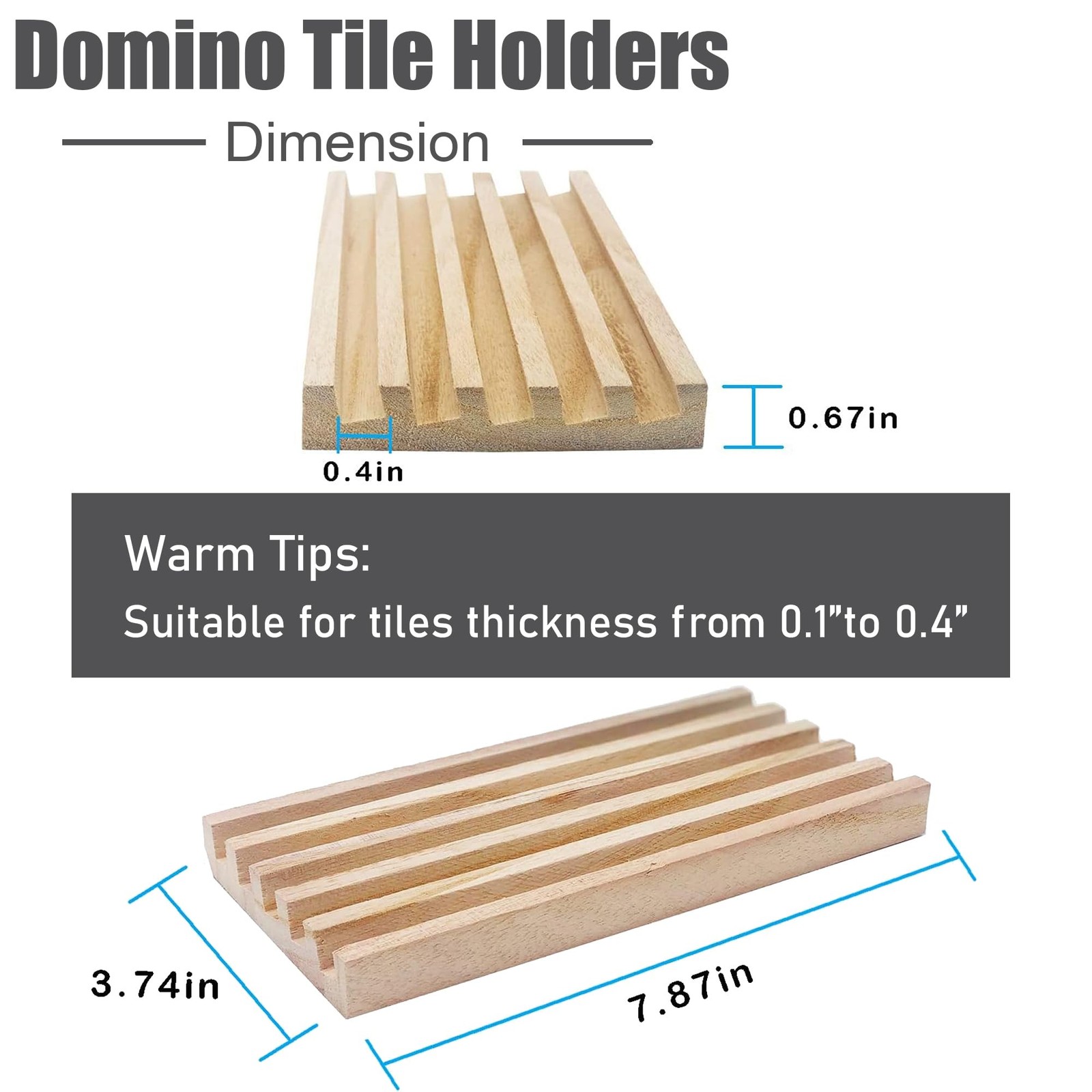 Wooden Domino Trays/Racks Set of 4 Mexican Train Domino Trays/Racks Double