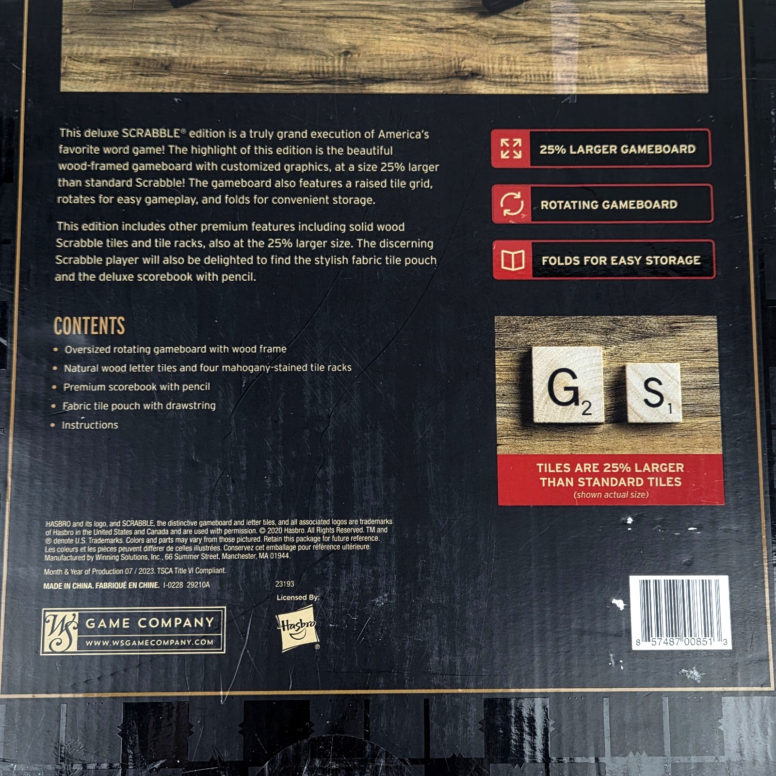 Scrabble Grand Edition Crossword Game WS Company Wood Board Case New Sealed