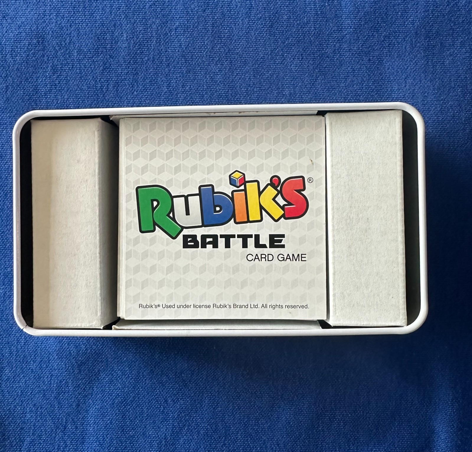 Rubik’s Battle Card Game in Tin, Great Brain Game, open but never played