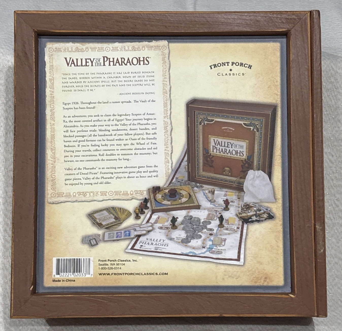 VALLEY OF THE PHARAOHS Bookshelf Board Game 2006 Front Porch Classics – COMPLETE