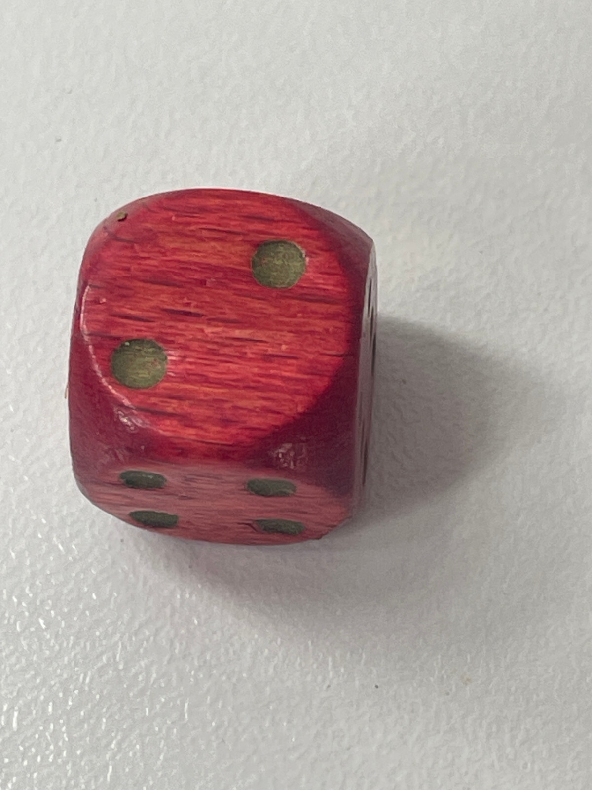 Vintage Red Wooden DIE (1) With Rounded Corners Gold Dots