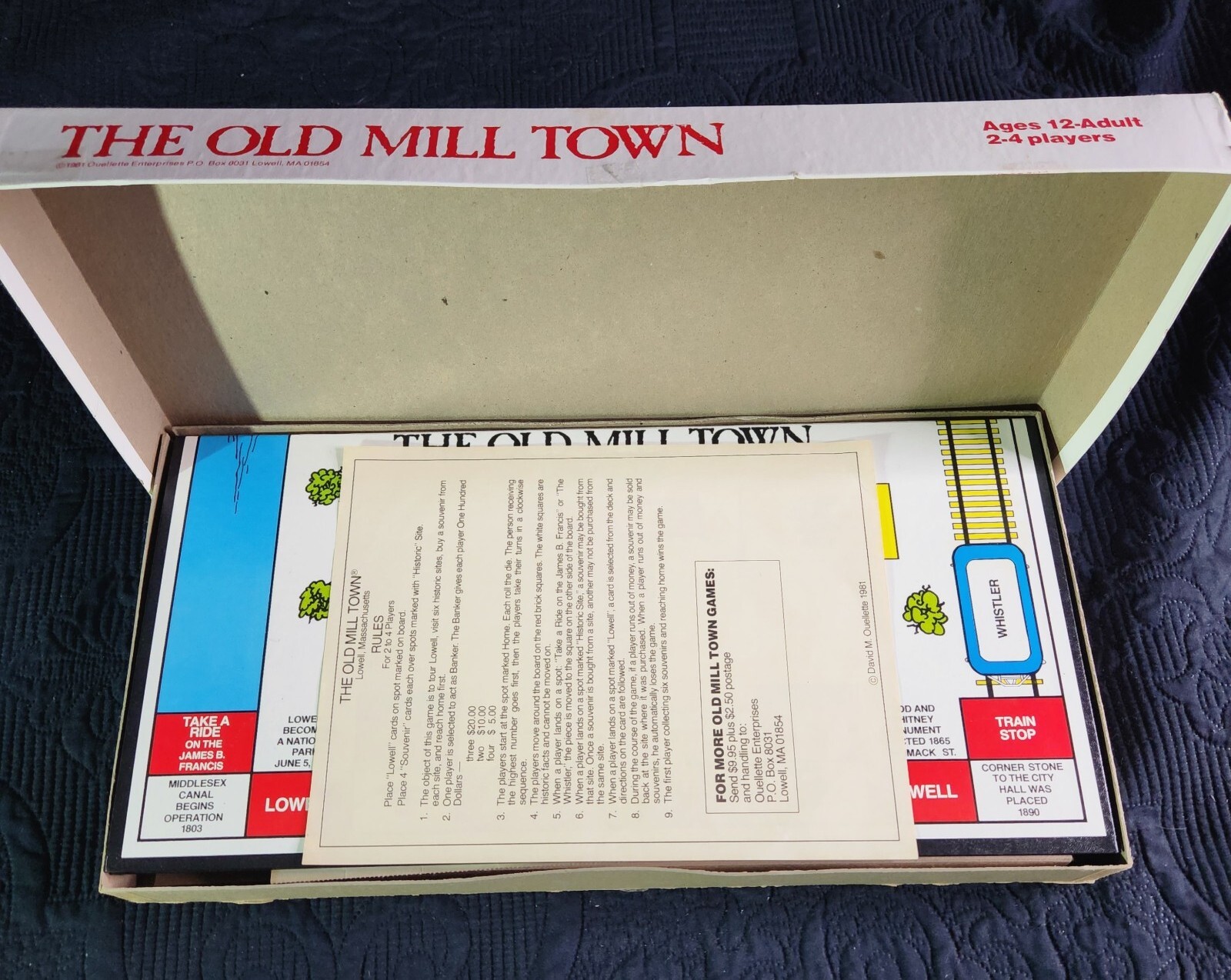 RARE VINTAGE 1981 The Old Mill Town Board Game Lowell Massachusetts.