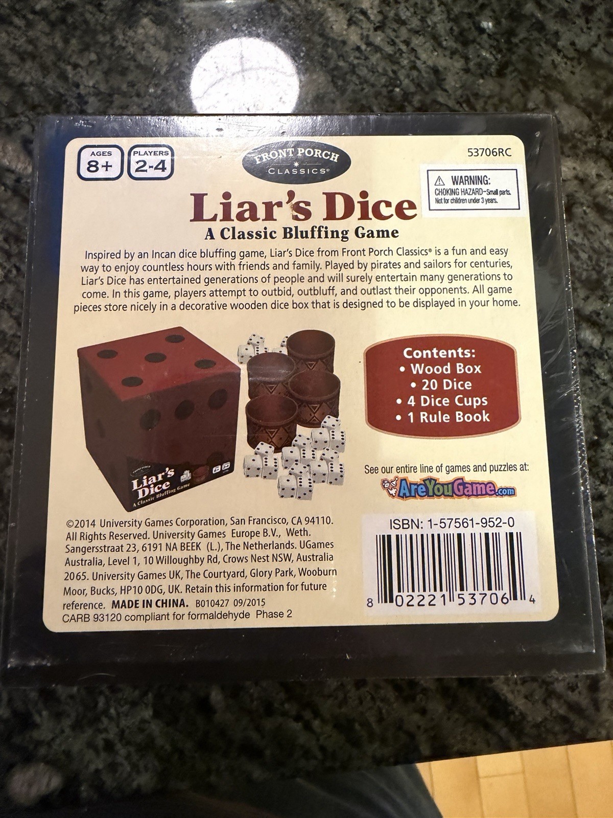 Liar’s Dice – A Classic Bluffing Game – Wood Box – Front Porch Classics 2014