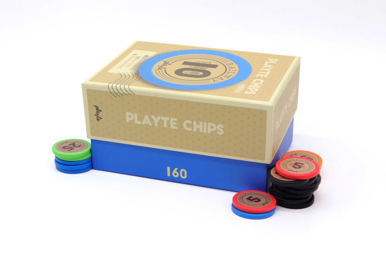 Playte Middle Railway Chips – 80pcs Premium Heavy 4.3g Board Game Tokens Set.