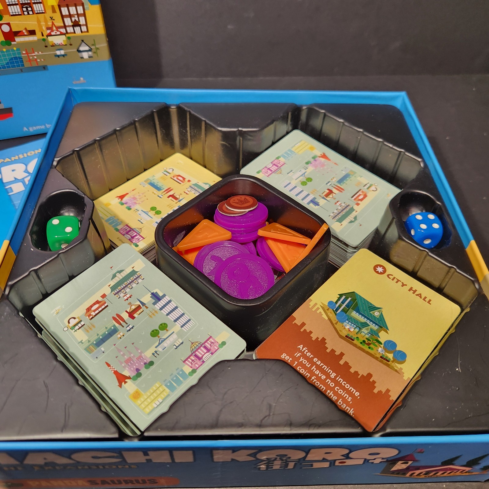 Machi Koro Card Game BASE PLUS 2 expansions Harbor and Millionaire’s Row in box