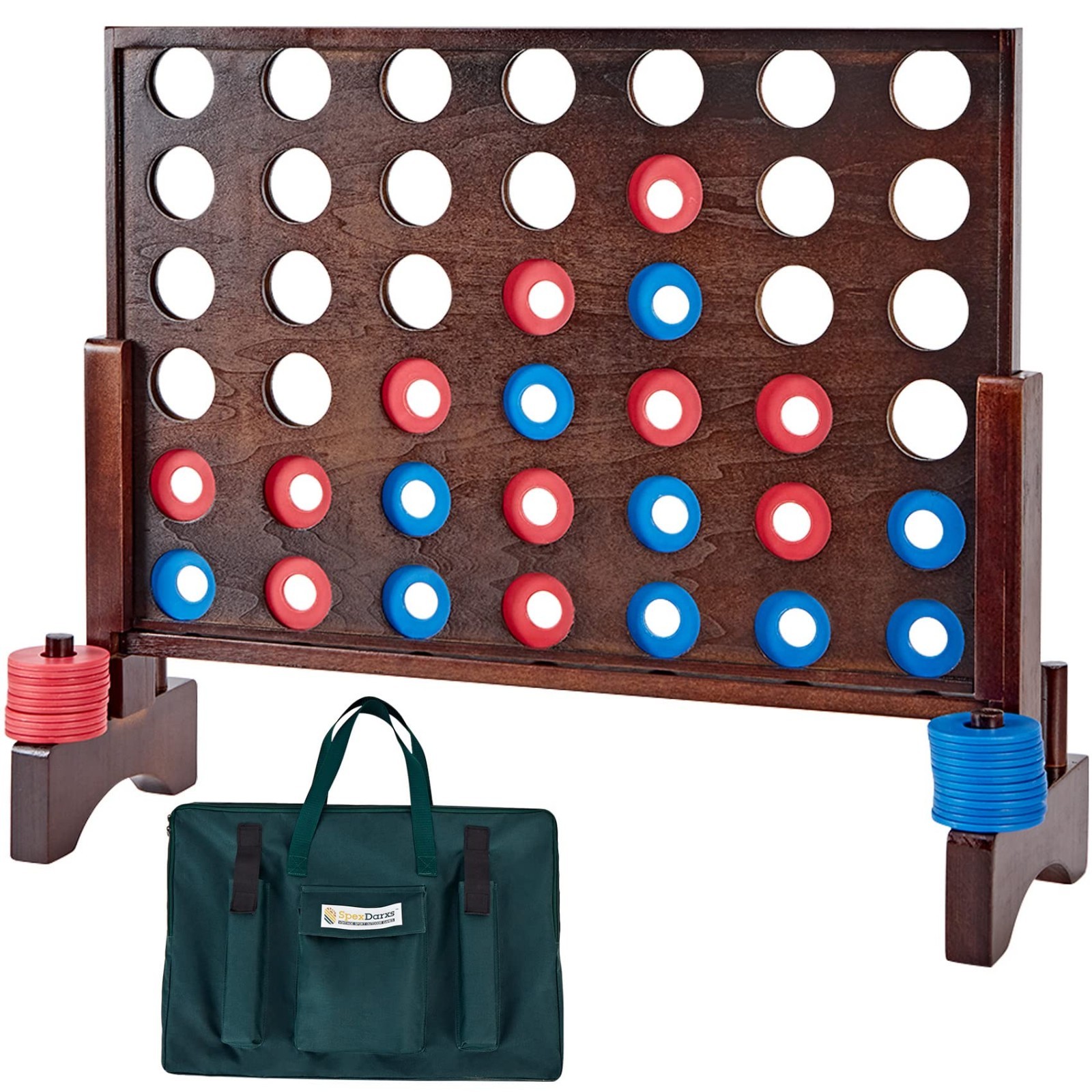 Jumbo 4 in a Row Game – Wooden 4-to-Score Set for Indoor/Outdoor Family Fun, Tra