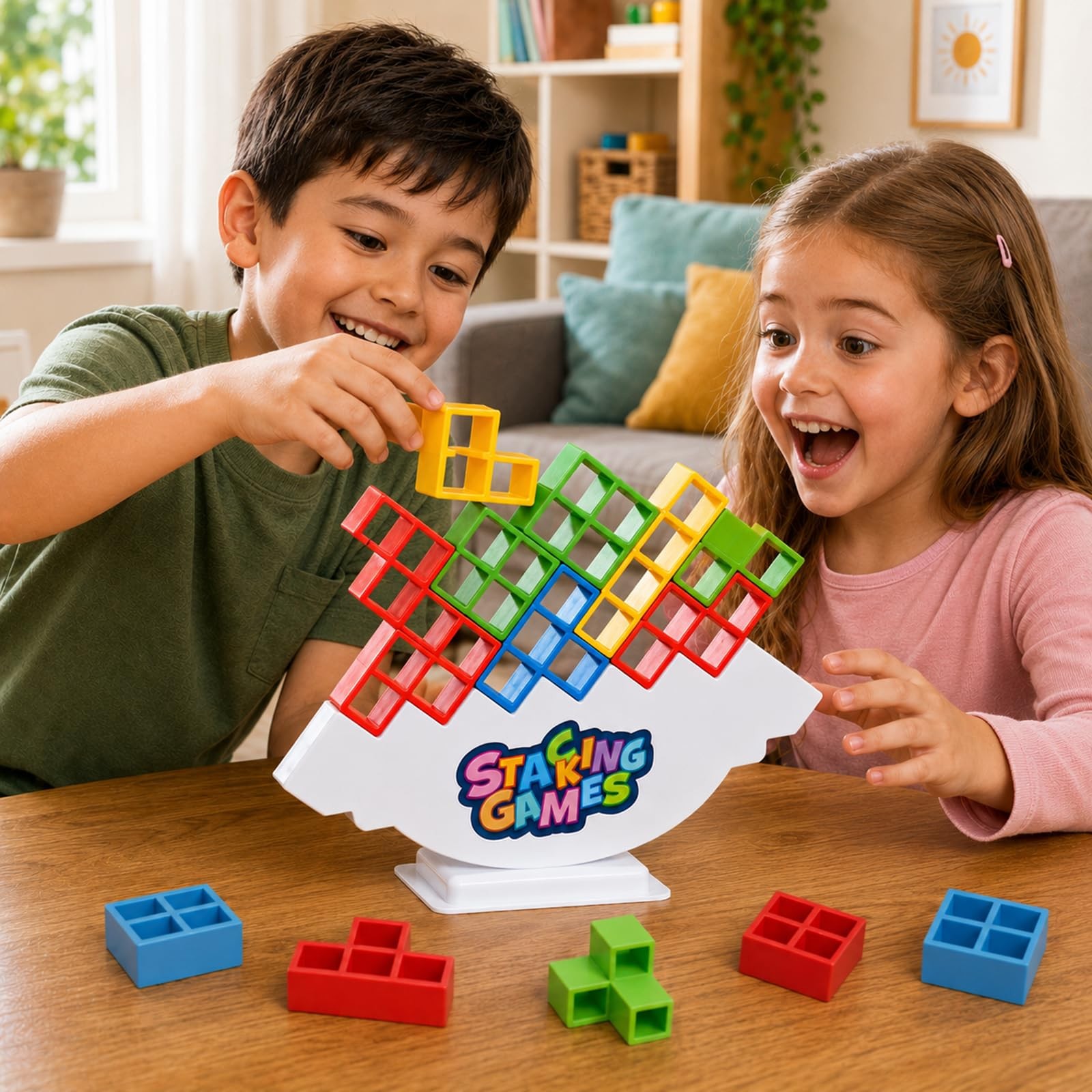 48PCS Tetra Tower Balance Stacking Game for Family Game Night – Upgraded 3D T…