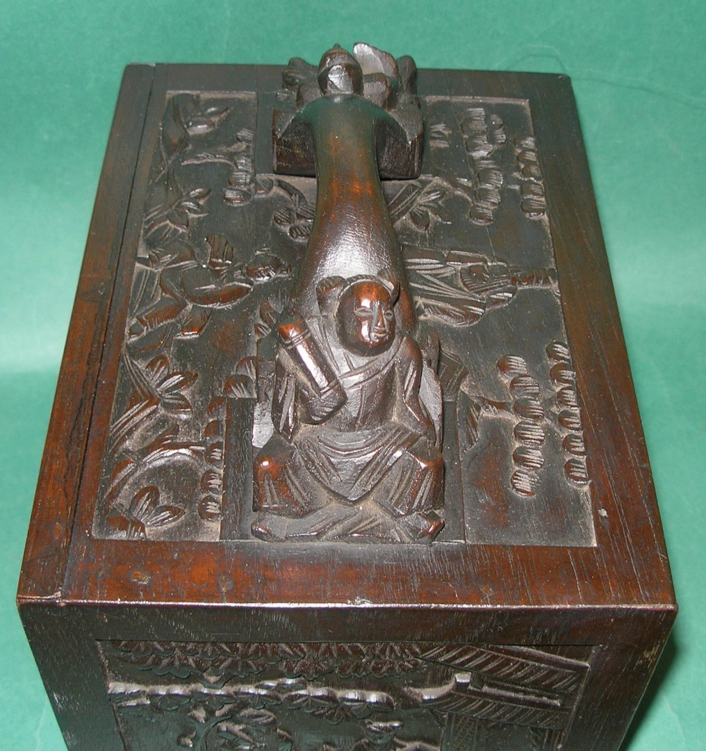 Rare 1920s Bone Bamboo Mahjong Set with Teak Case