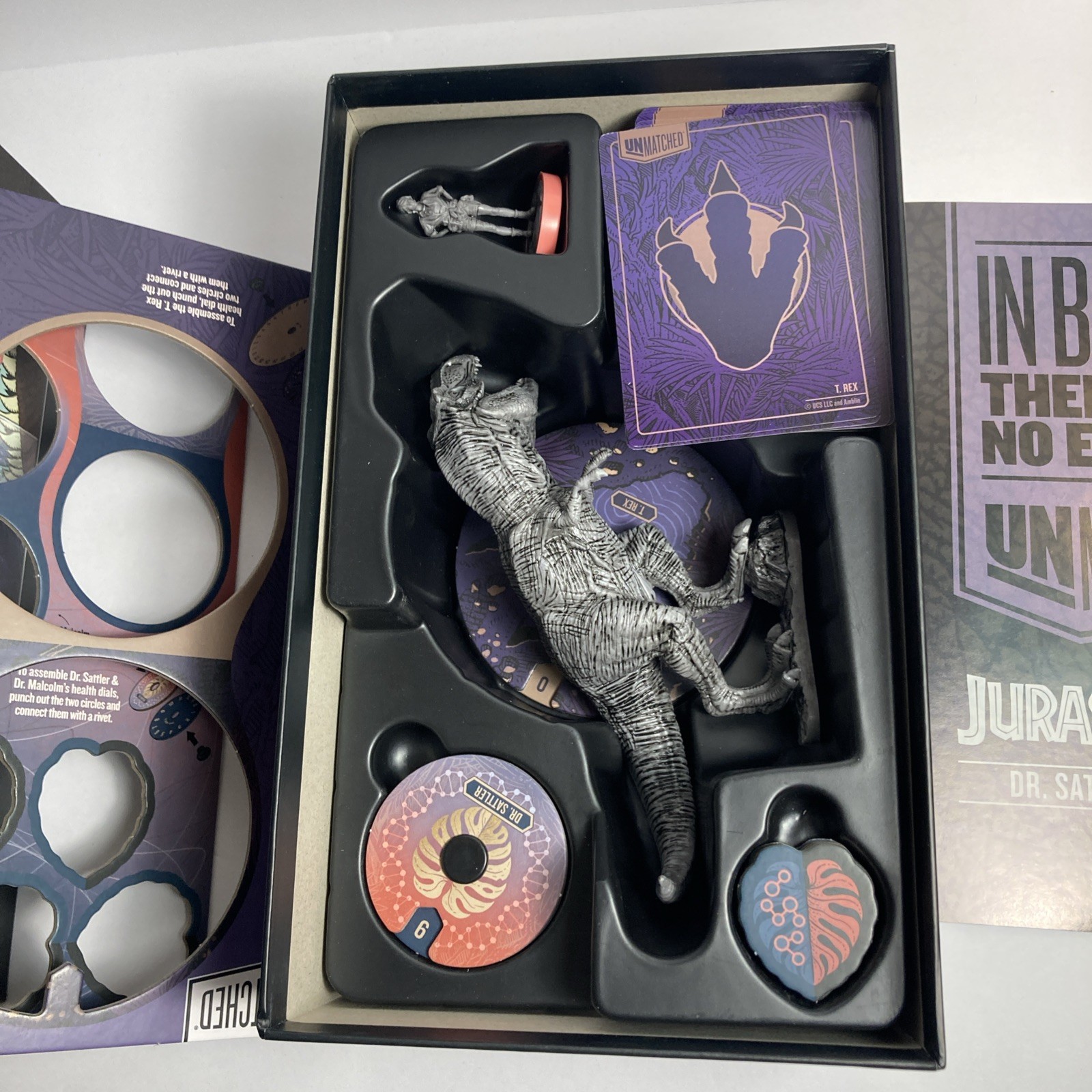 Unmatched Jurassic Park Dr. Sattler vs T Rex Restoration Games Complete RARE