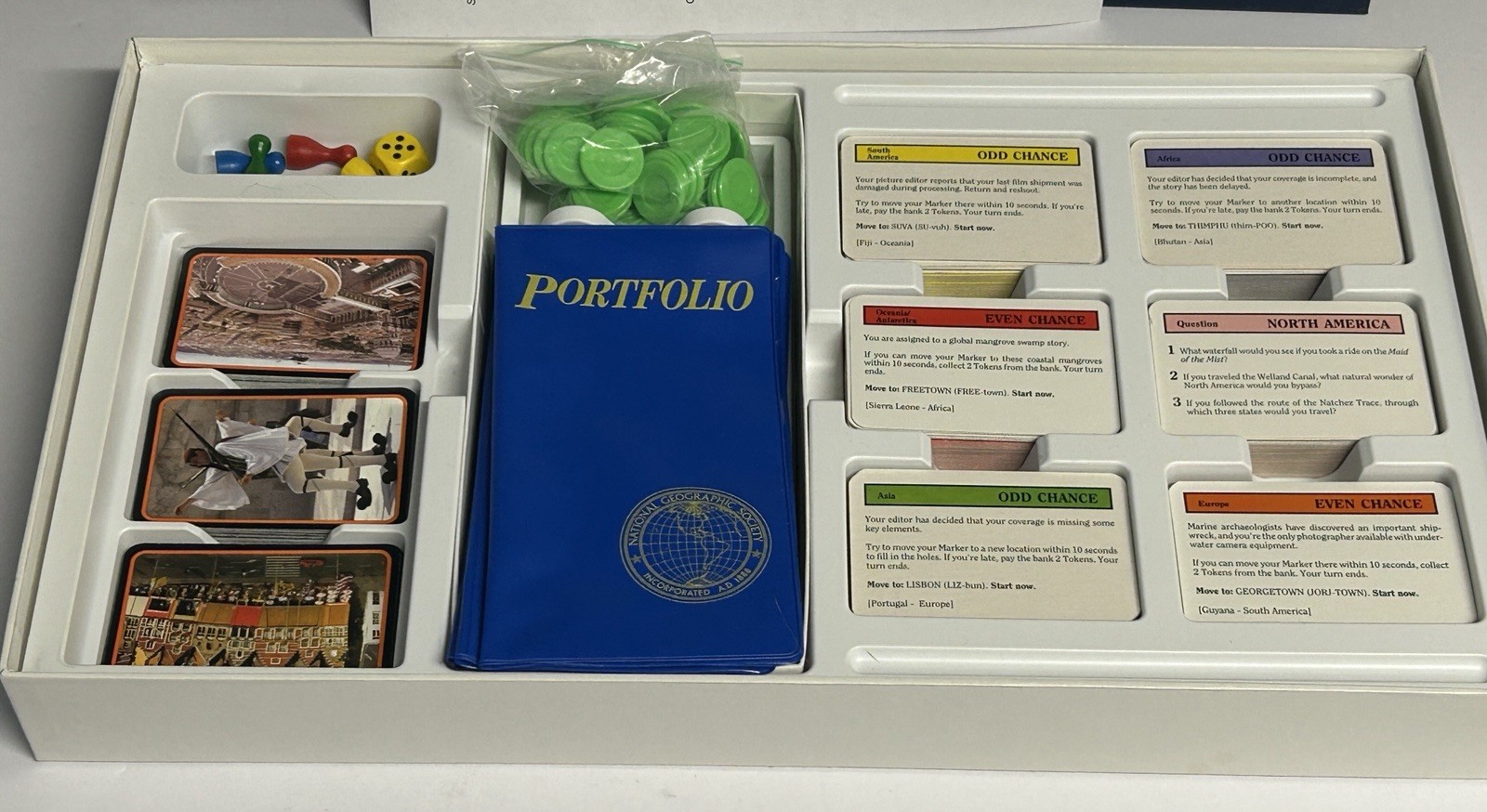 Complete 1990 National Geographic On Assignment Geography Trivia Board Game..