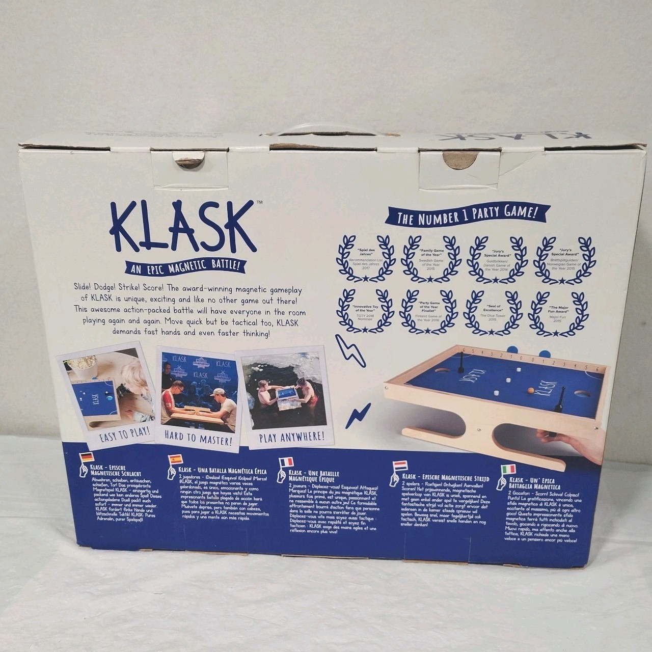 Klask Epic Magnetic Battle Board Game Age 8+ Strategy 2 Players Complete w Box