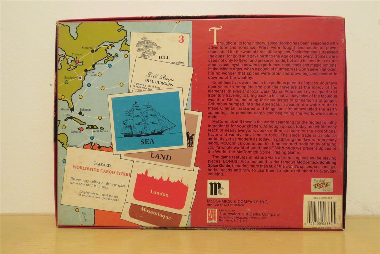 Avalon Hill 1988 – Spices of the World game – McCormick Company (UNCUT + UNP)