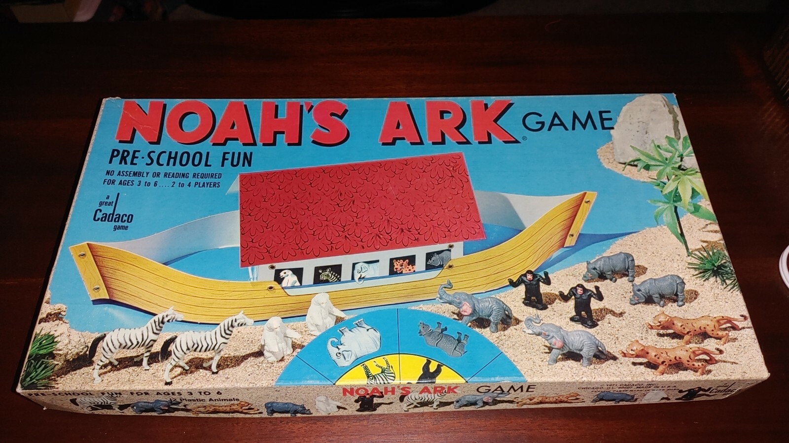 Vintage Mid Century Noah’s Ark Board Game Cadaco 1971 Not Complete