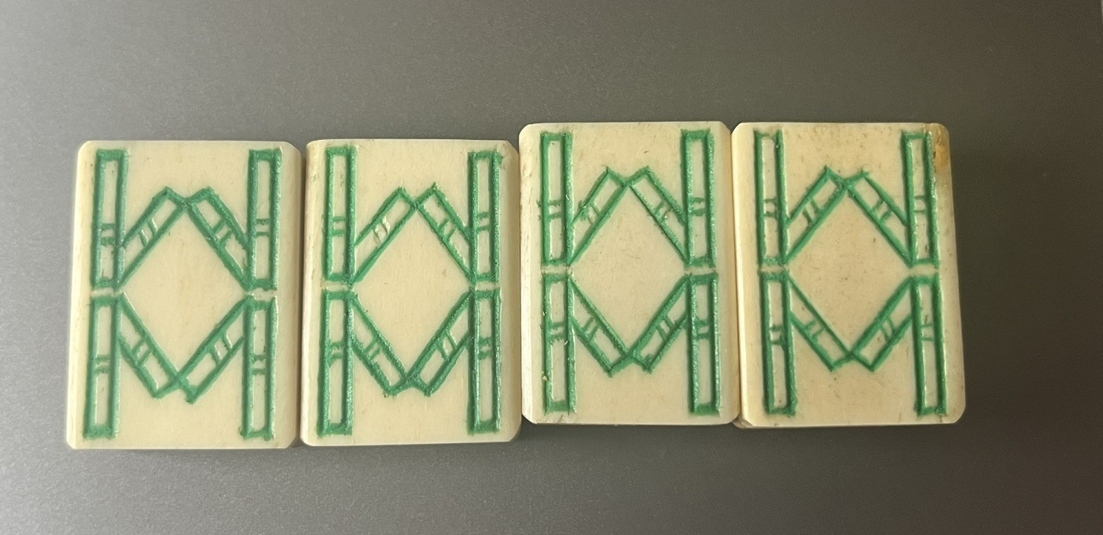 lot 4 Vtg 1920 Mahjong Bone/Bamboo Replacement Tiles 8 BAM tight dovetail