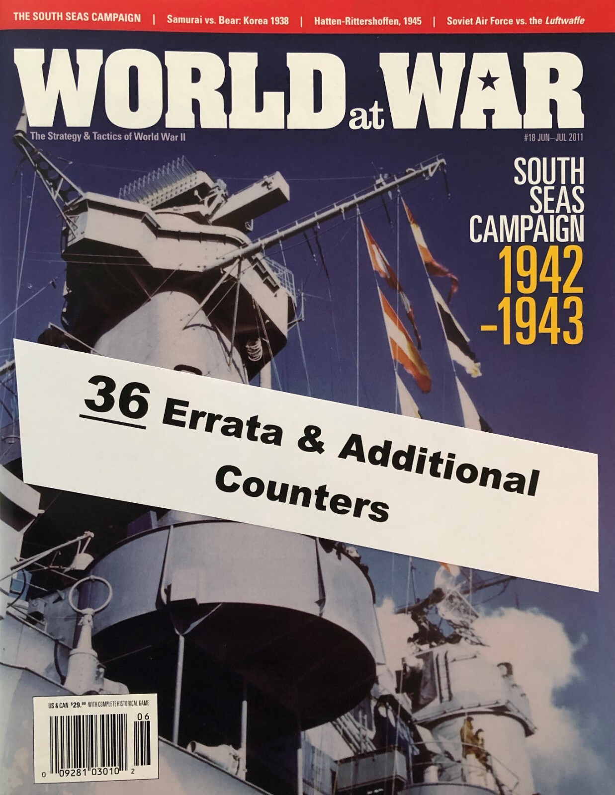 The SOUTH SEAS CAMPAIGN Game EXPANSION (W at War #18) 36 Counters! +4 BONUS! VG!