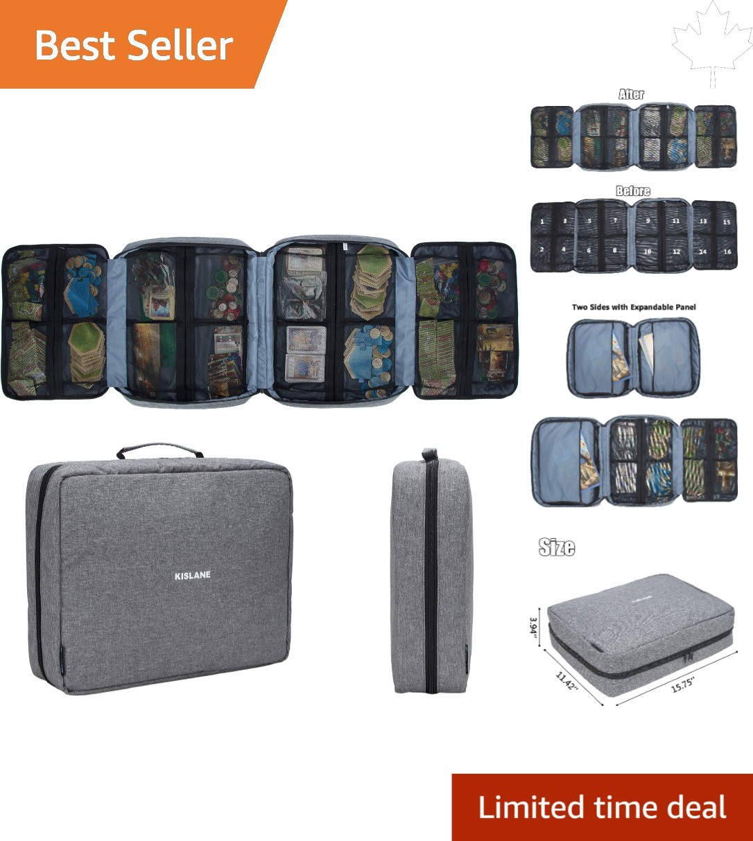 Expandable Board Game Carrying Case with 18 Pockets for Ultimate Organization