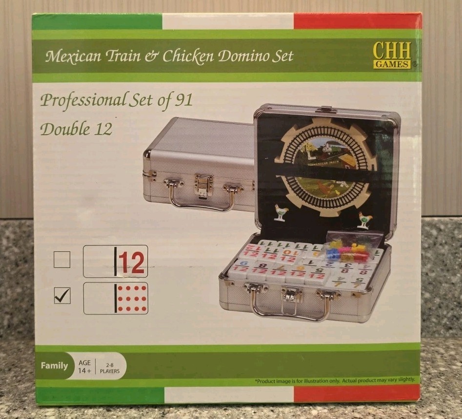 CHH Games Mexican Train & Chicken Domino Set Double 12 91 Color Dot Sealed