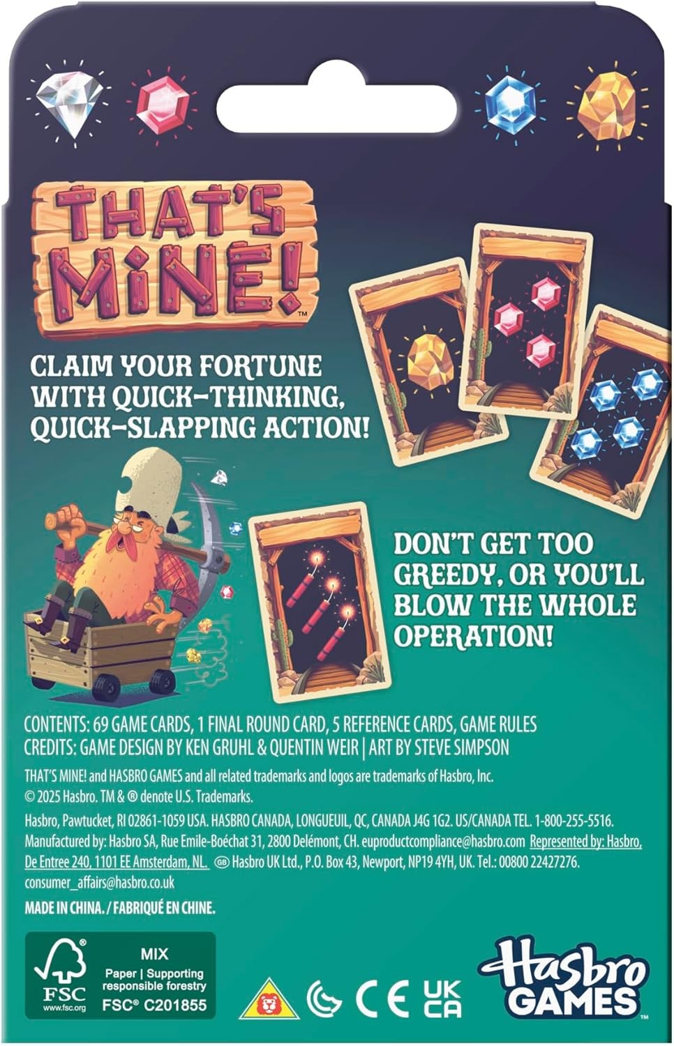Hasbro That’s Mine! Card Game Ages 8 and Up 2 to 5 Players 20 Mins. Fast