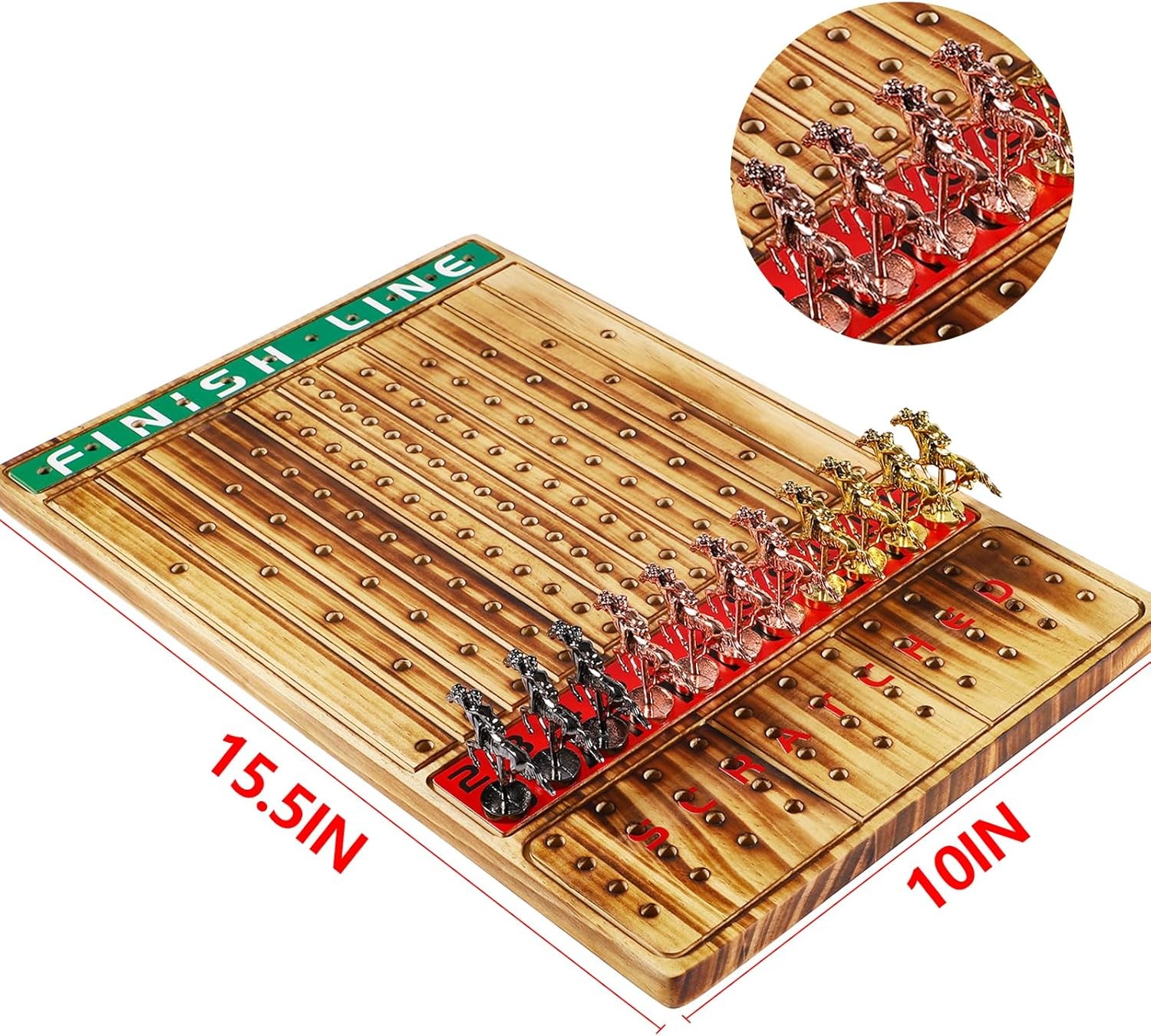 Horse Racing Board Game Thickened Solid Wood Finish Line Horse Race Game with 11