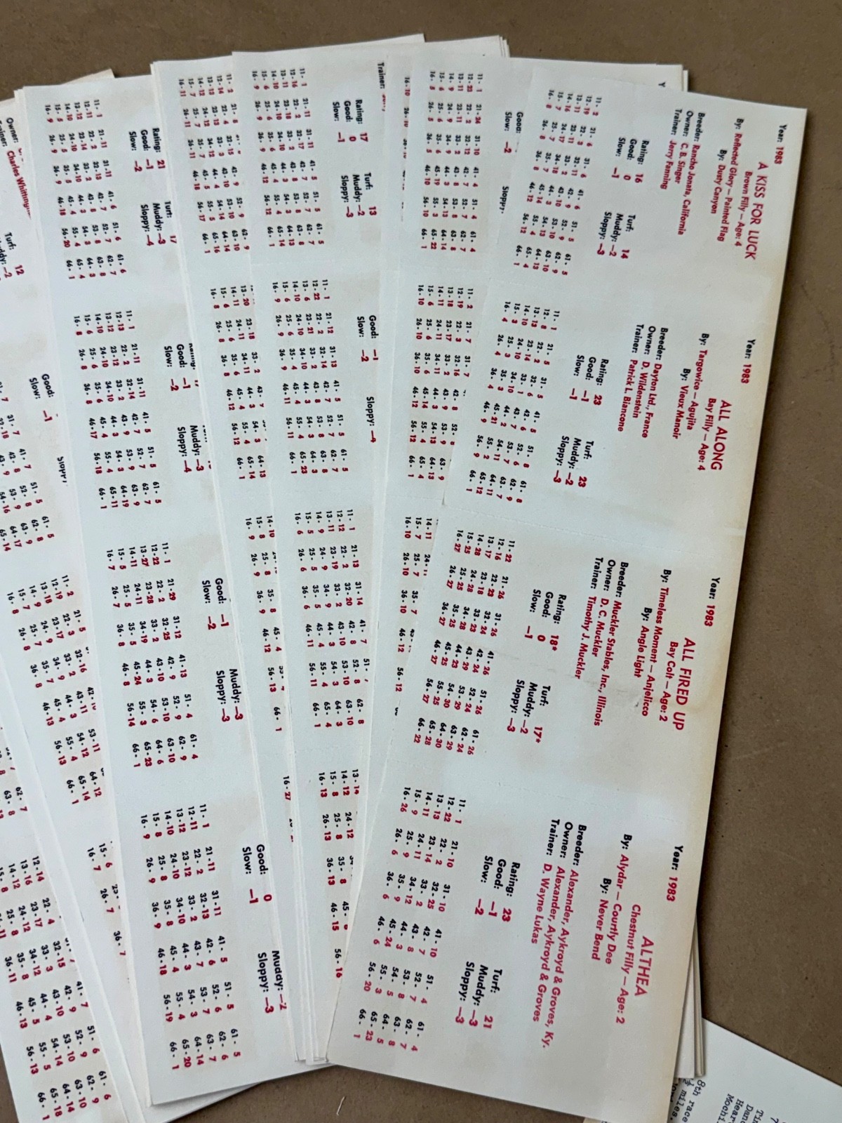 Vintage APBA American Saddle Racing Game Cards – Complete 1983 Racing Season