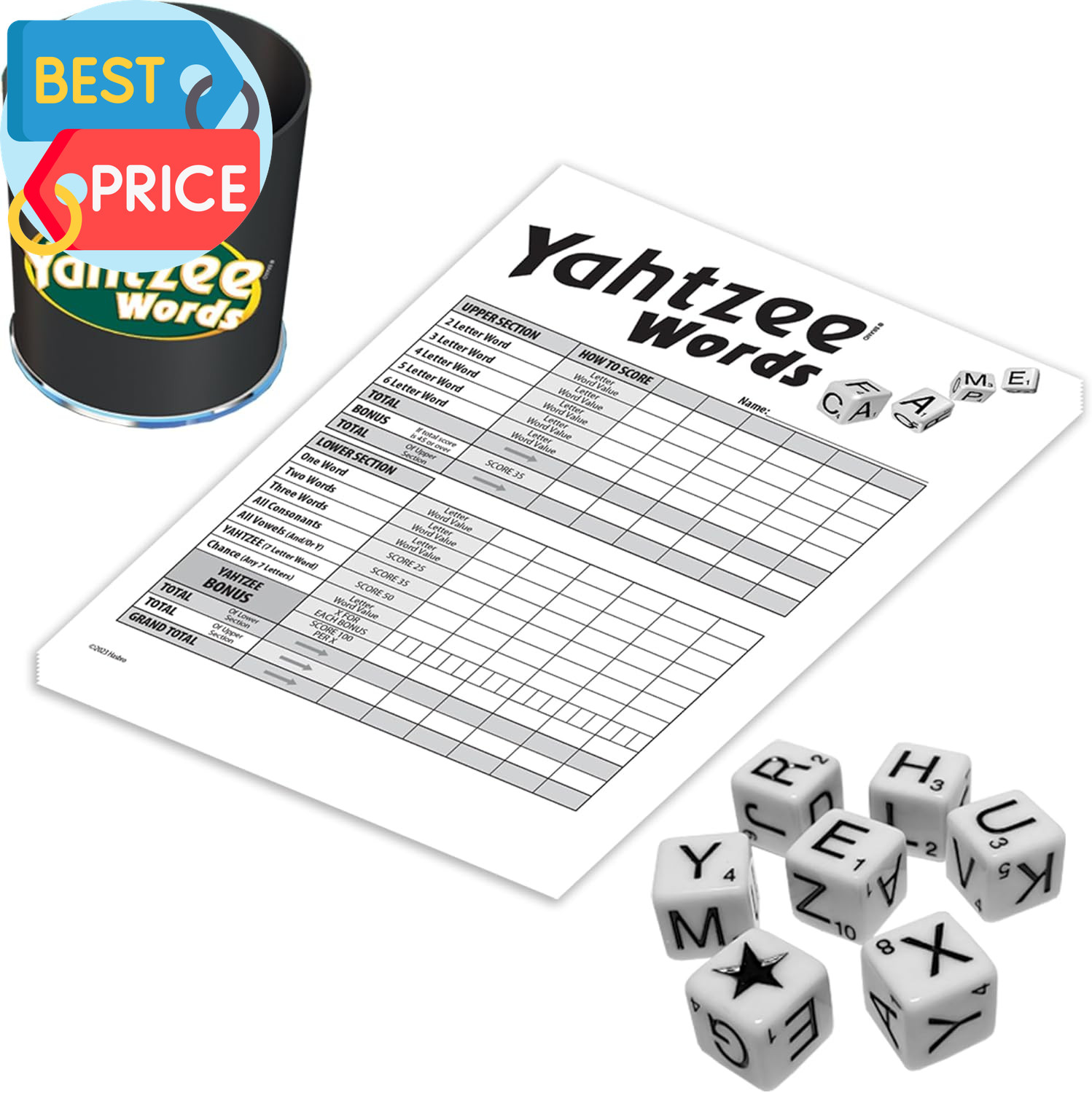 Games Yahtzee Words USA, Family Word Game Version of Yahtzee for 2 or More Playe