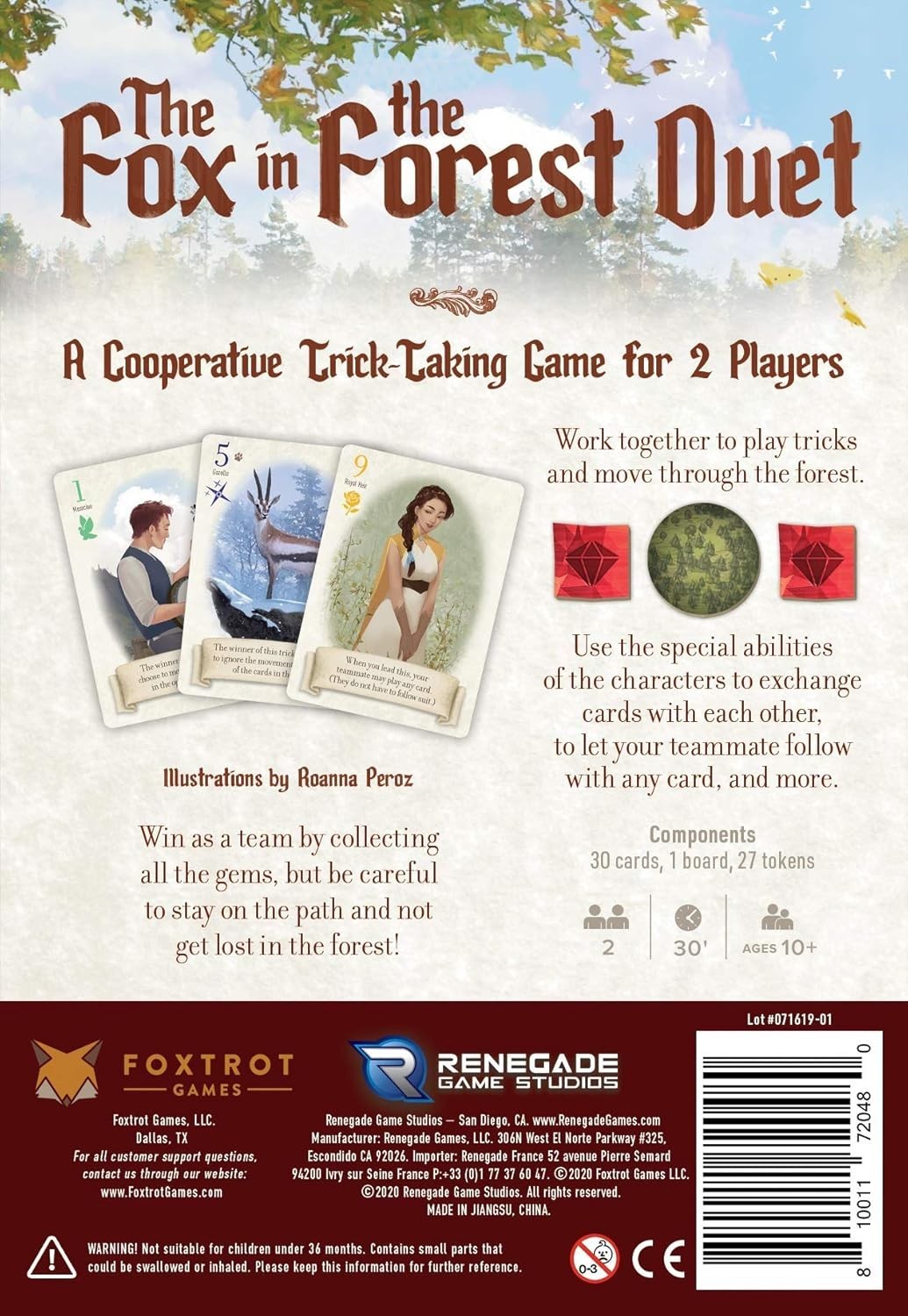 Renegade Game Studios Fox in the Forest Duet Cooperative Card Game for 2 Players
