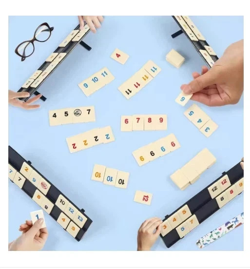 Rummy Cube Game Set 106 Tiles with 4 Racks Portable Travel Case