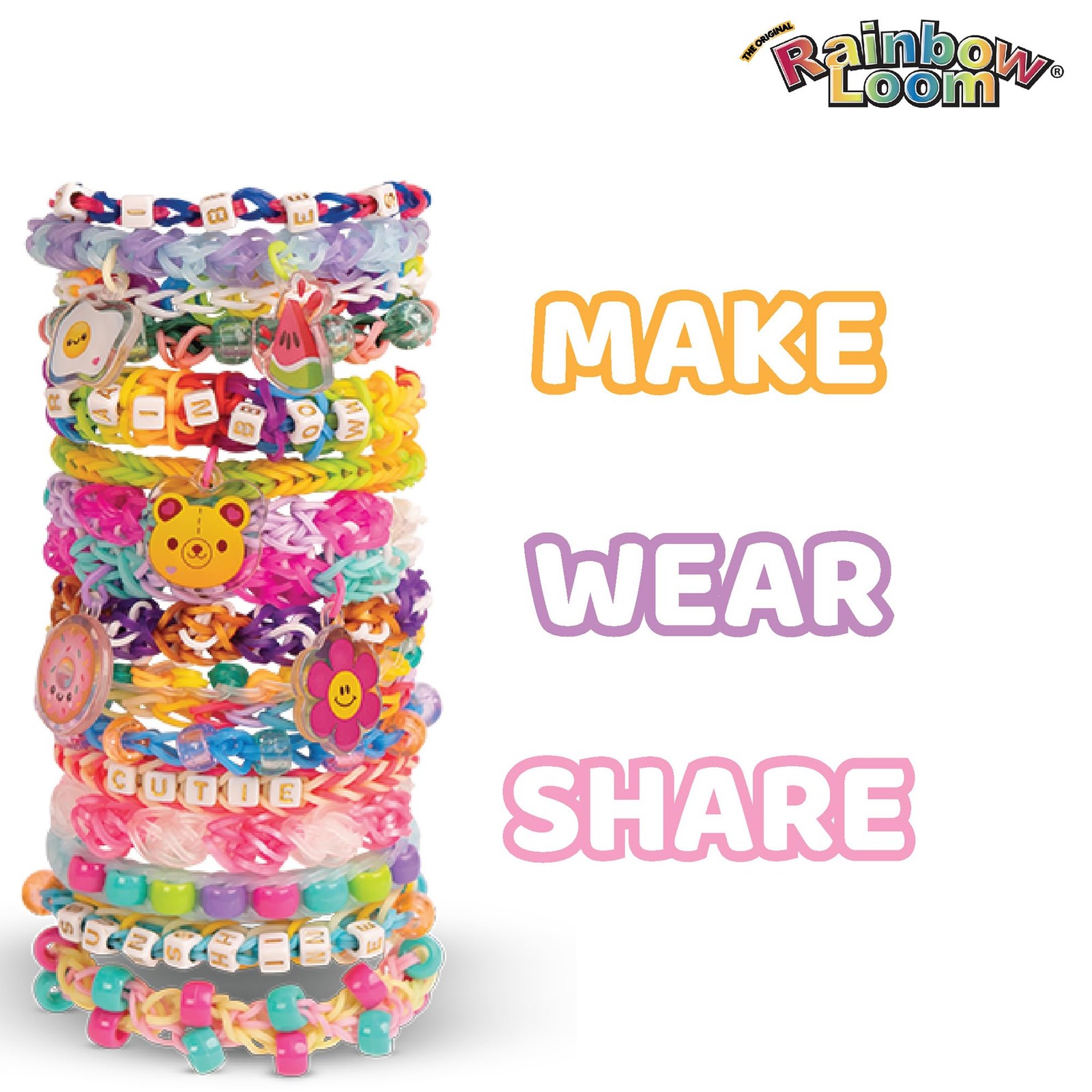 Rainbow Loom 6000 Bands Mighty Case 2 Looms Charms Beads Kids Kit Cute-tique