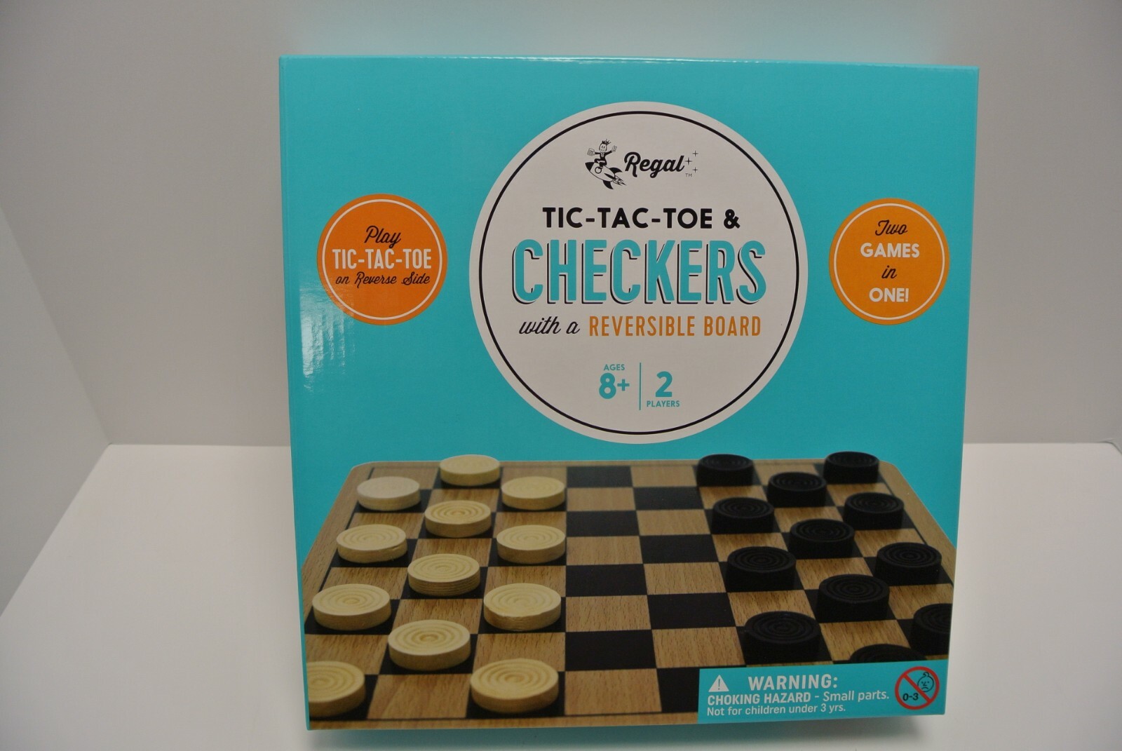 Regal TIC-TAC-TOE & CHECKERS 10″ Reversible Wood Board Game NEW FACTORY SEALED