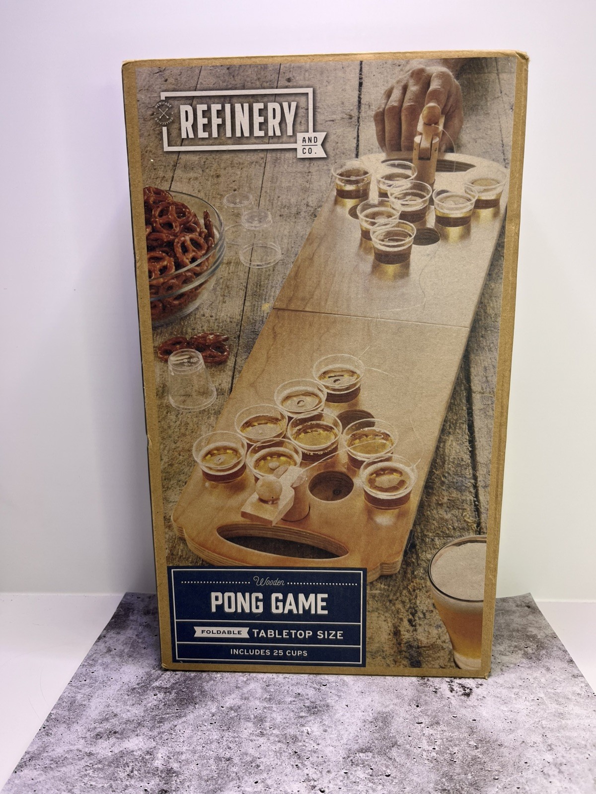 Refinery and Co Wooden Pong Game Mini Beer Pong Party Set Adult Drinking Game